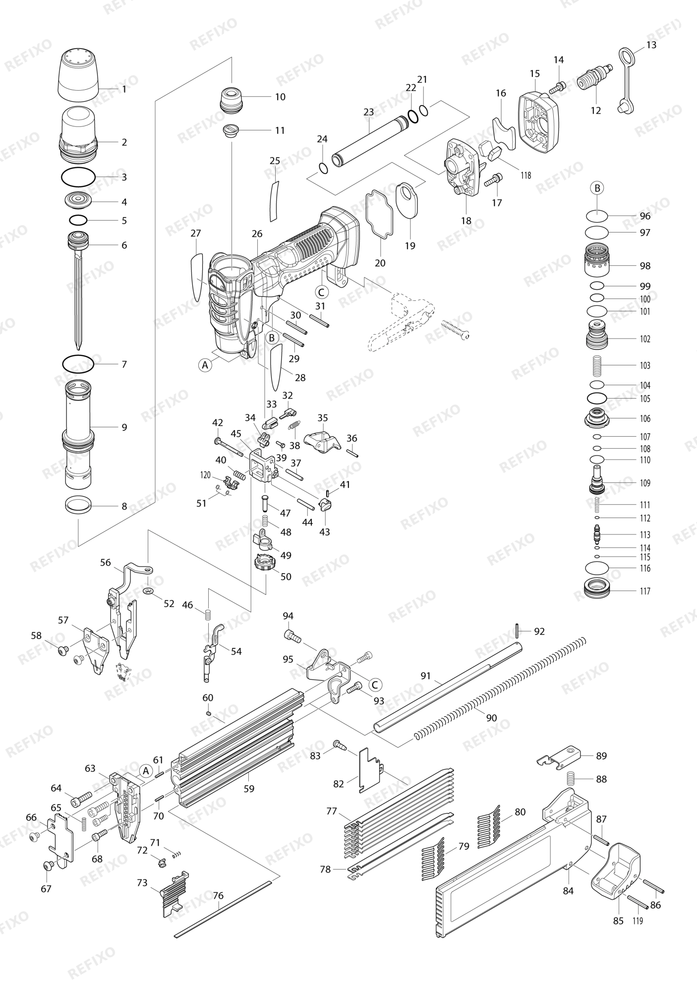 MAKITA AF550H — схема запчастей