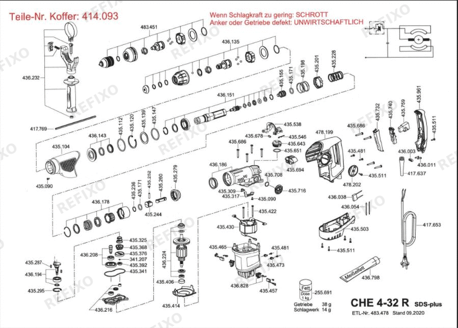 Flex CHE 4-32 R SDS-plus 230CEE — схема запчастей