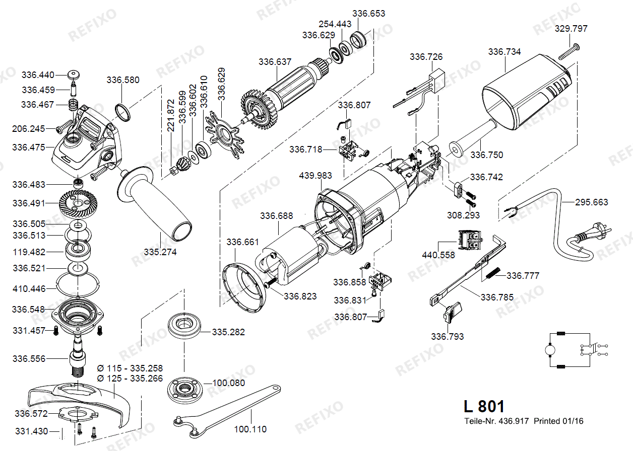 Flex L 801 230CEE — схема запчастей