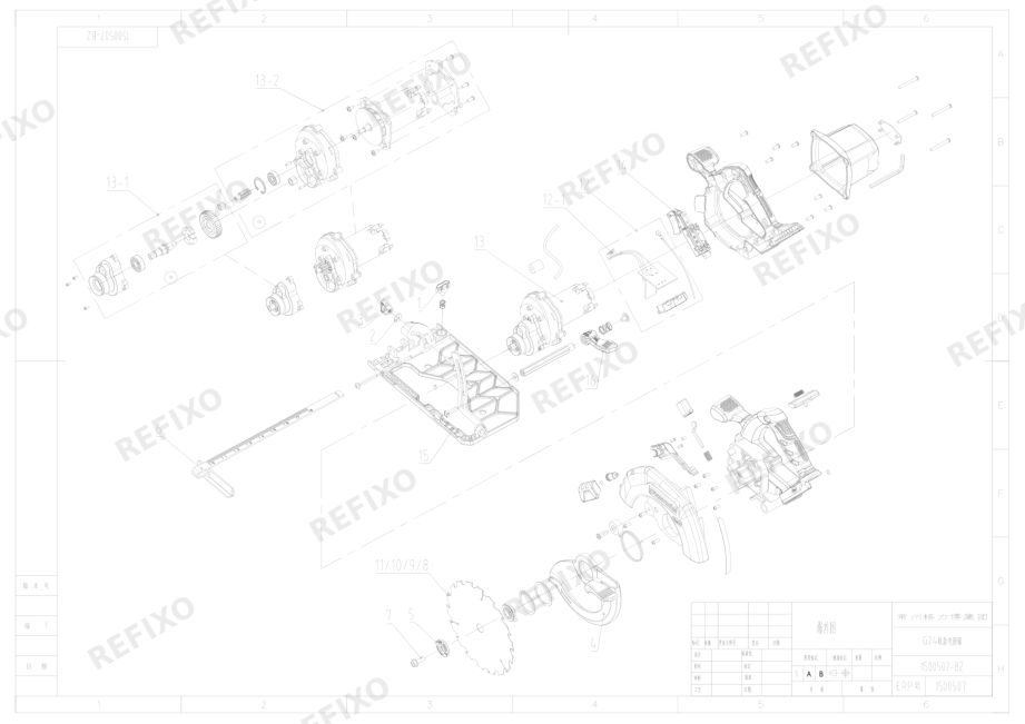 Greenworks 1500507-Exploded view — схема запчастей