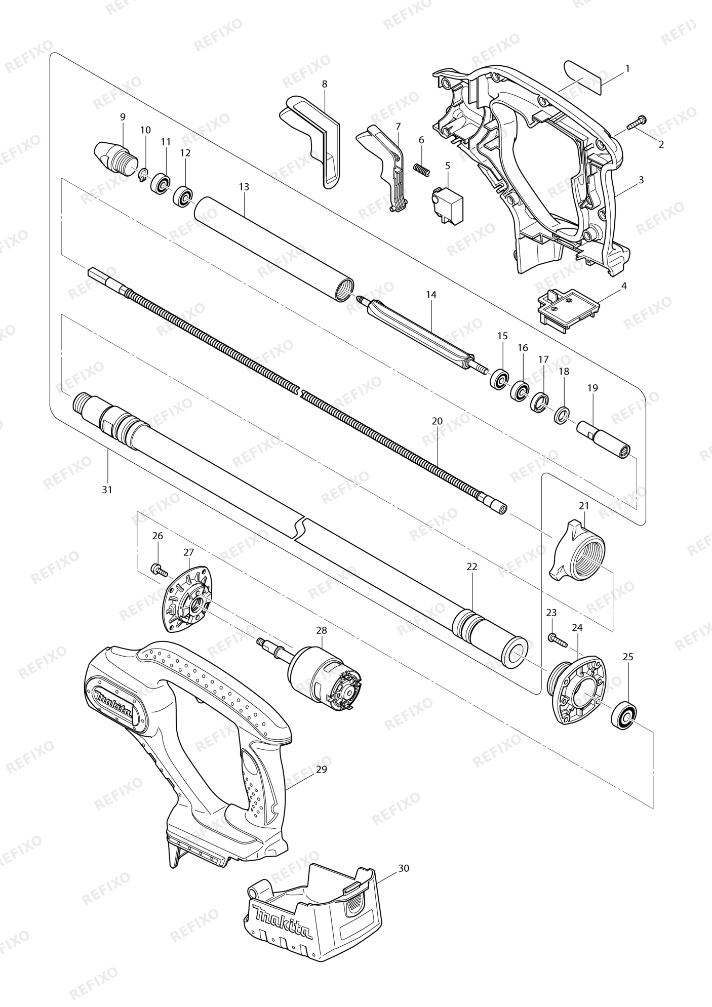 MAKITA BVR850 — схема запчастей
