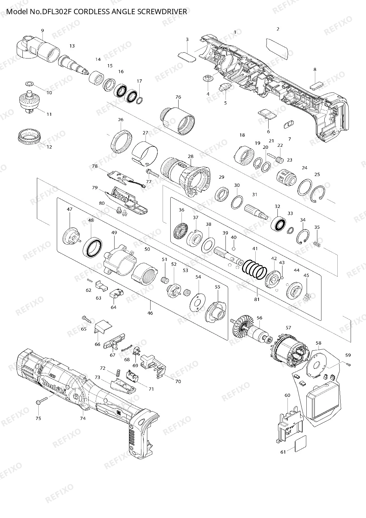 MAKITA DFL302F — схема запчастей