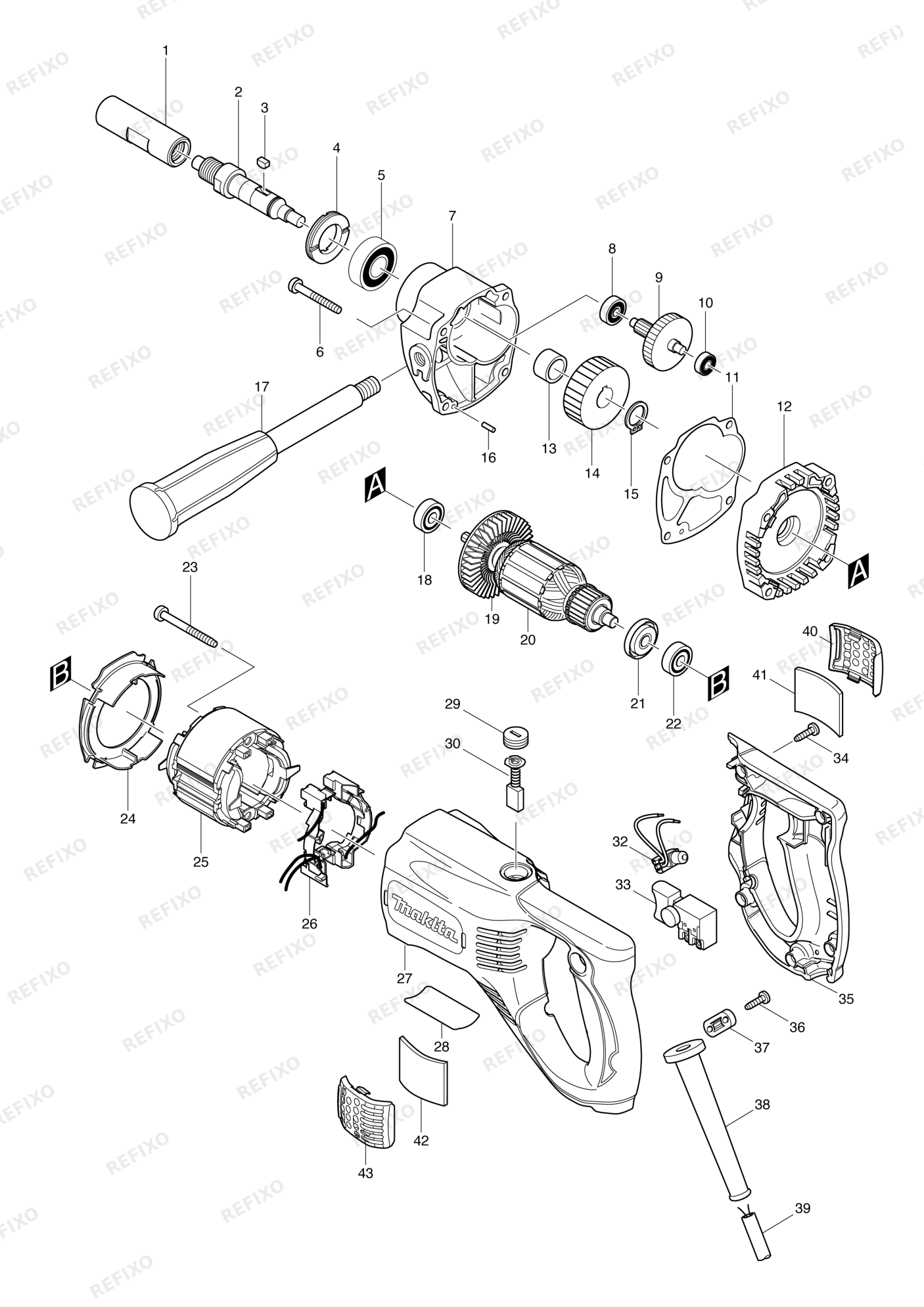 MAKITA UT2204 — схема запчастей