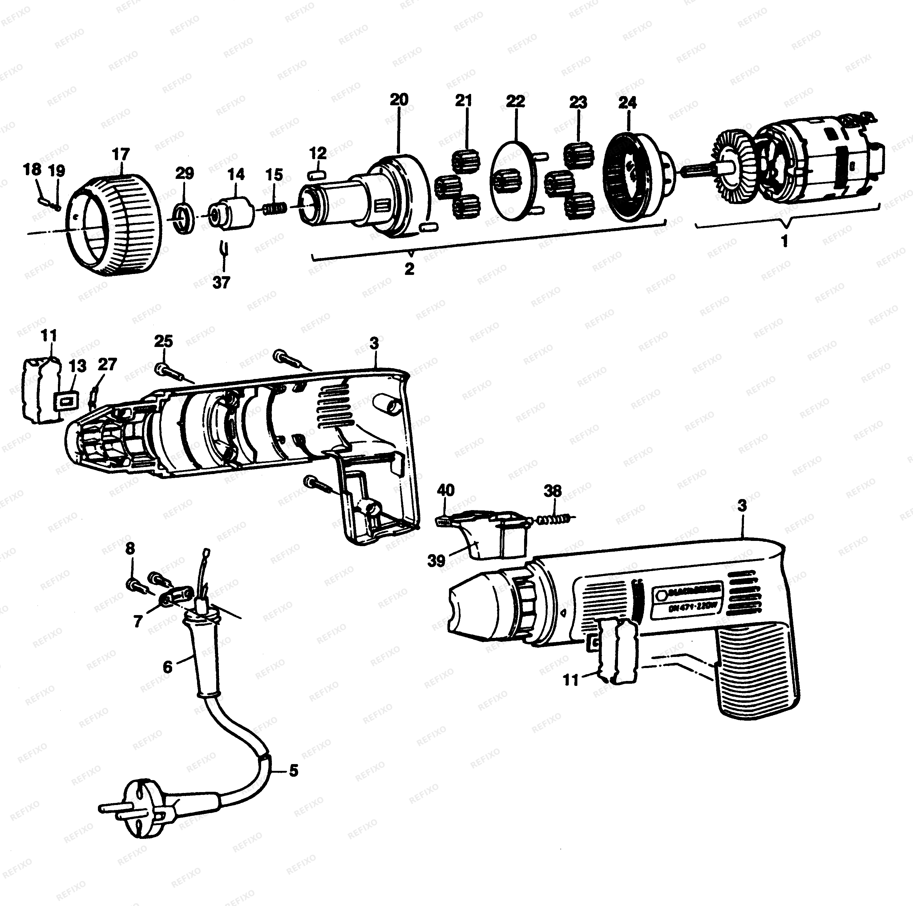 Black&Decker ОТВЁРТКА DN471 — схема запчастей