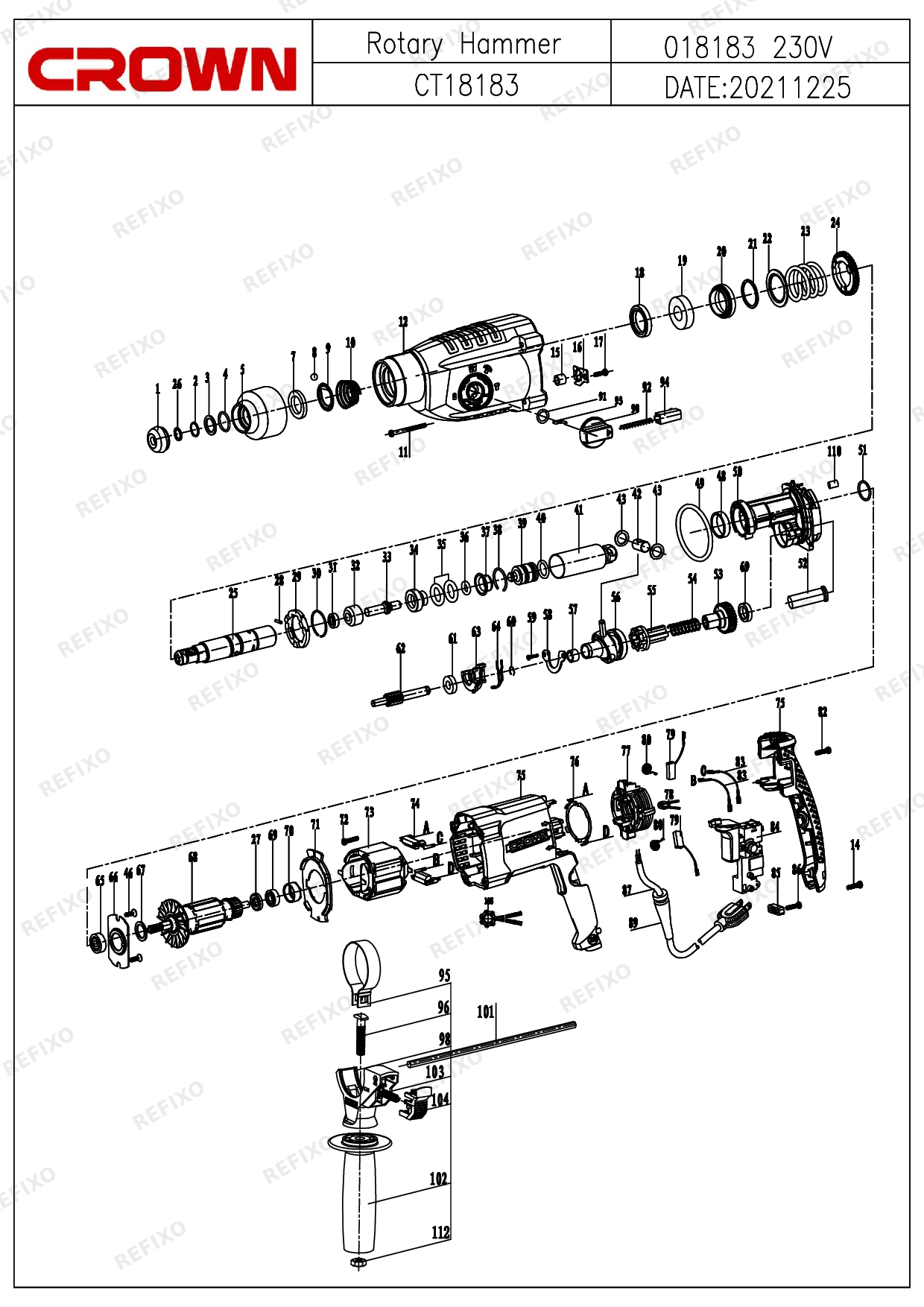 CROWN CT18183 (с с.н. 2300...) — схема запчастей