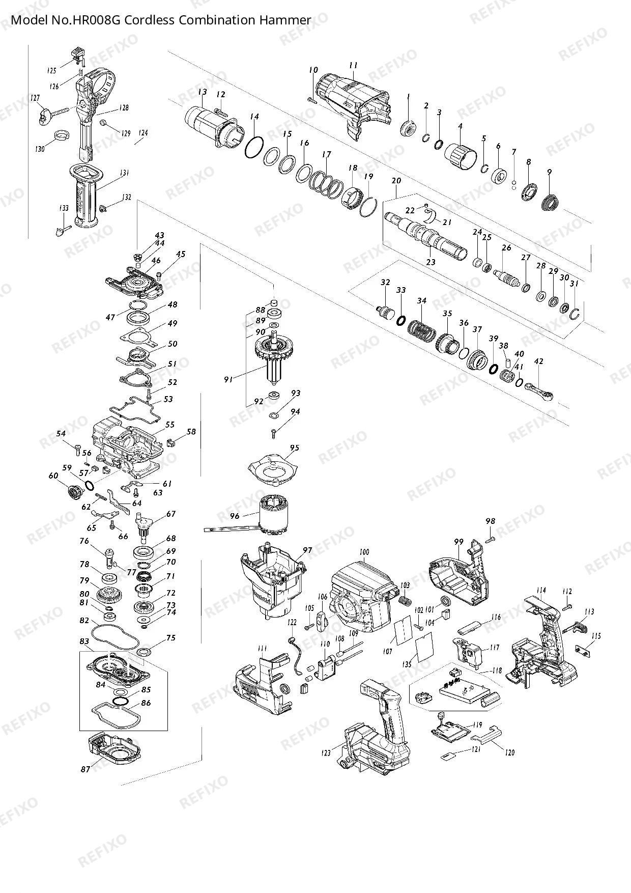 MAKITA HR008G — схема запчастей