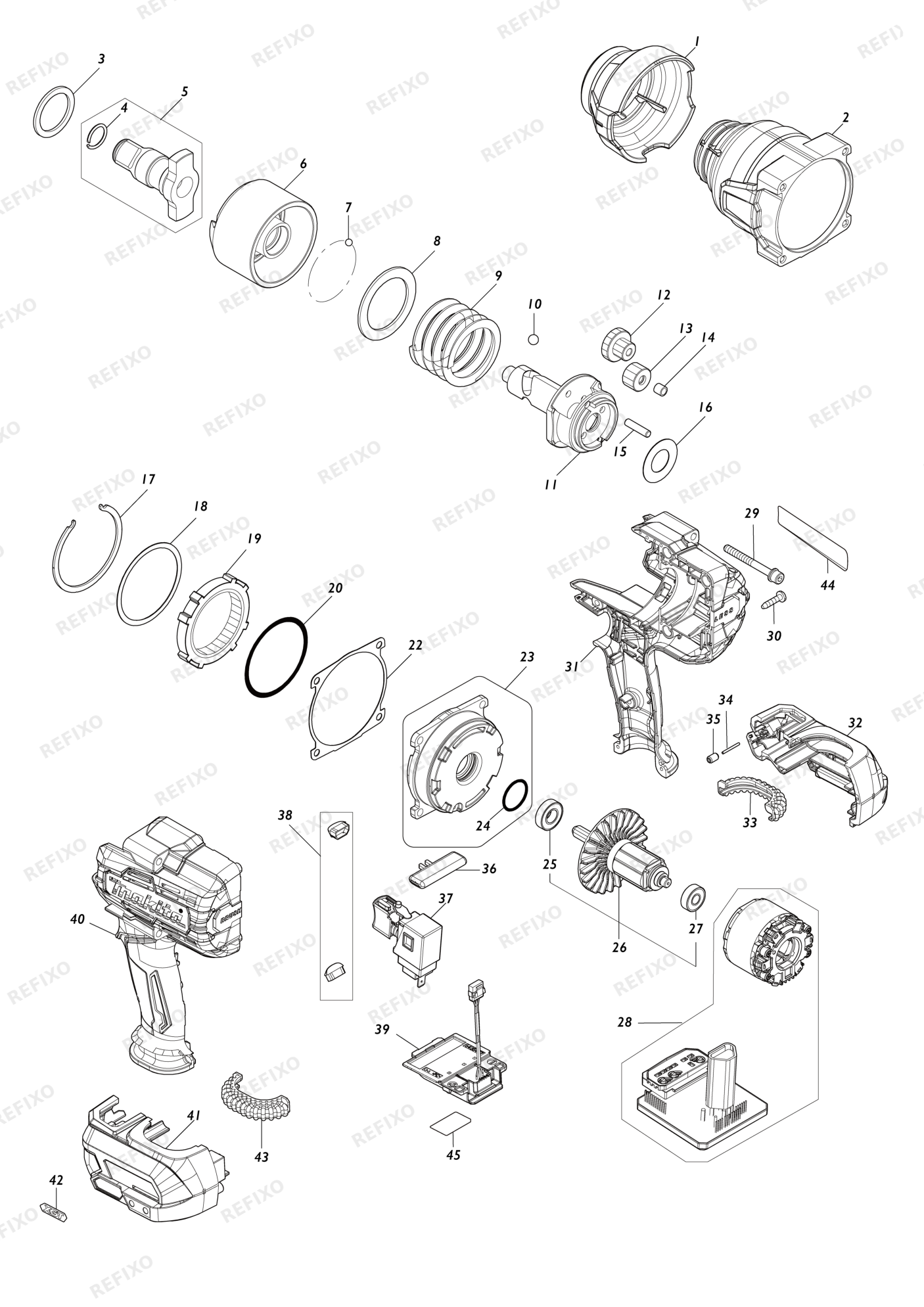 MAKITA TW001G — схема запчастей