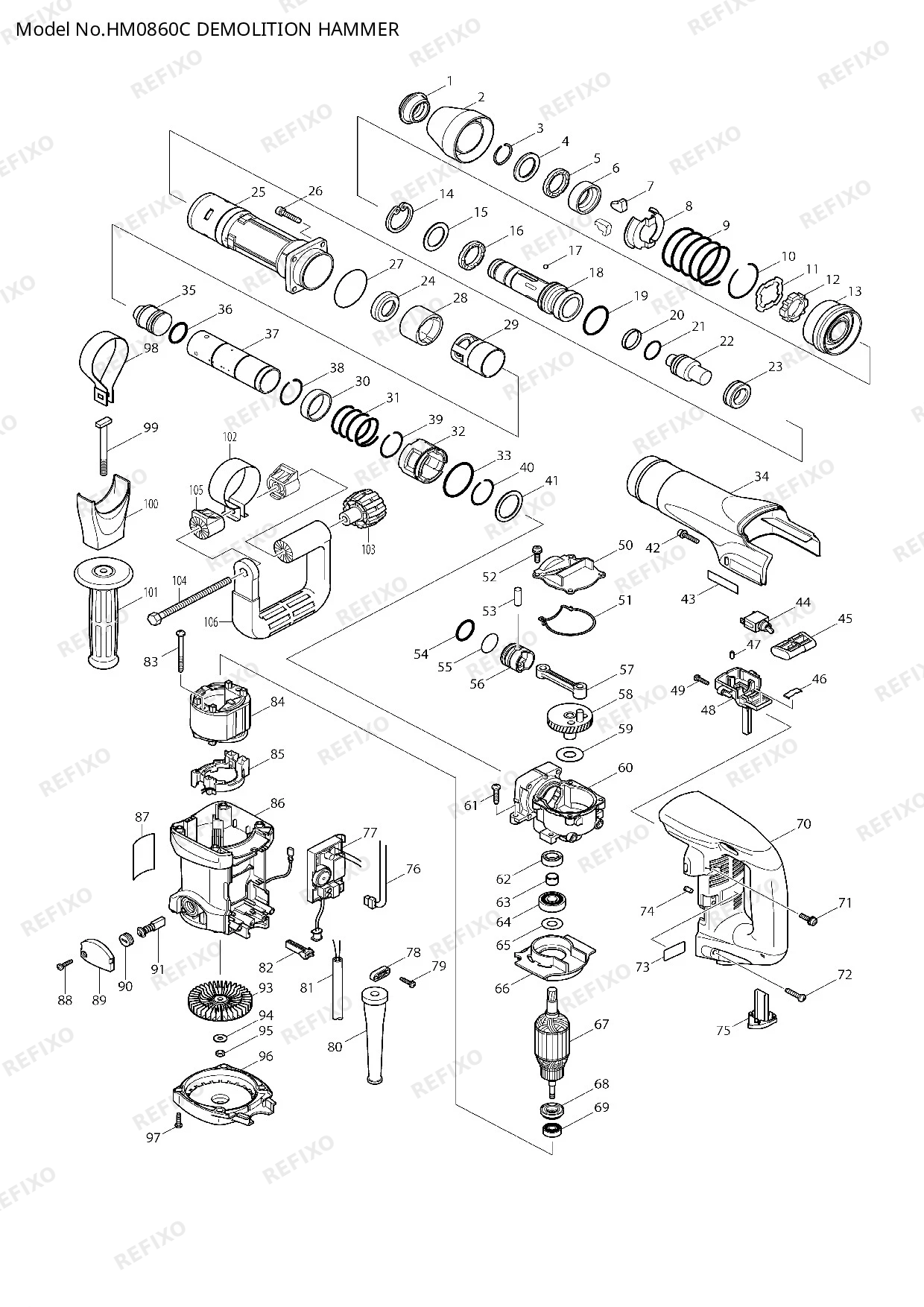 MAKITA HM0860C — схема запчастей