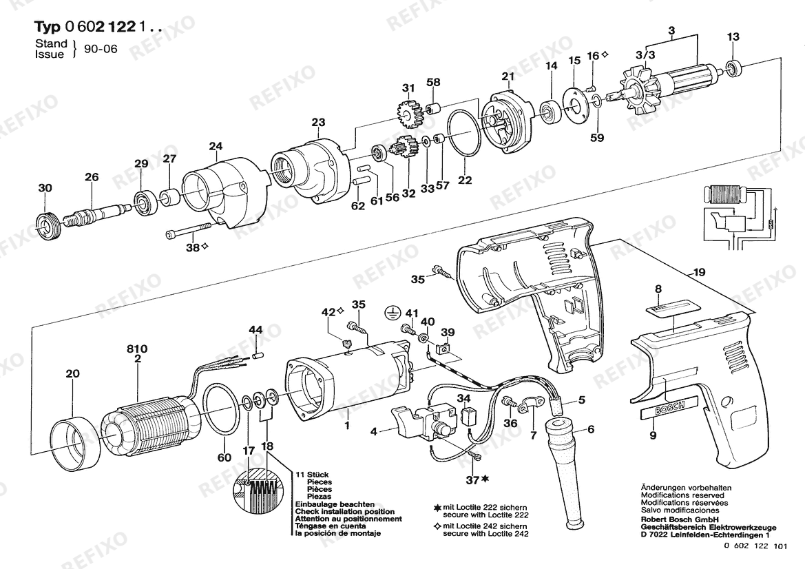 Bosch Дрель HF-BOHRMASCHIN (0 602 122 101) — схема запчастей
