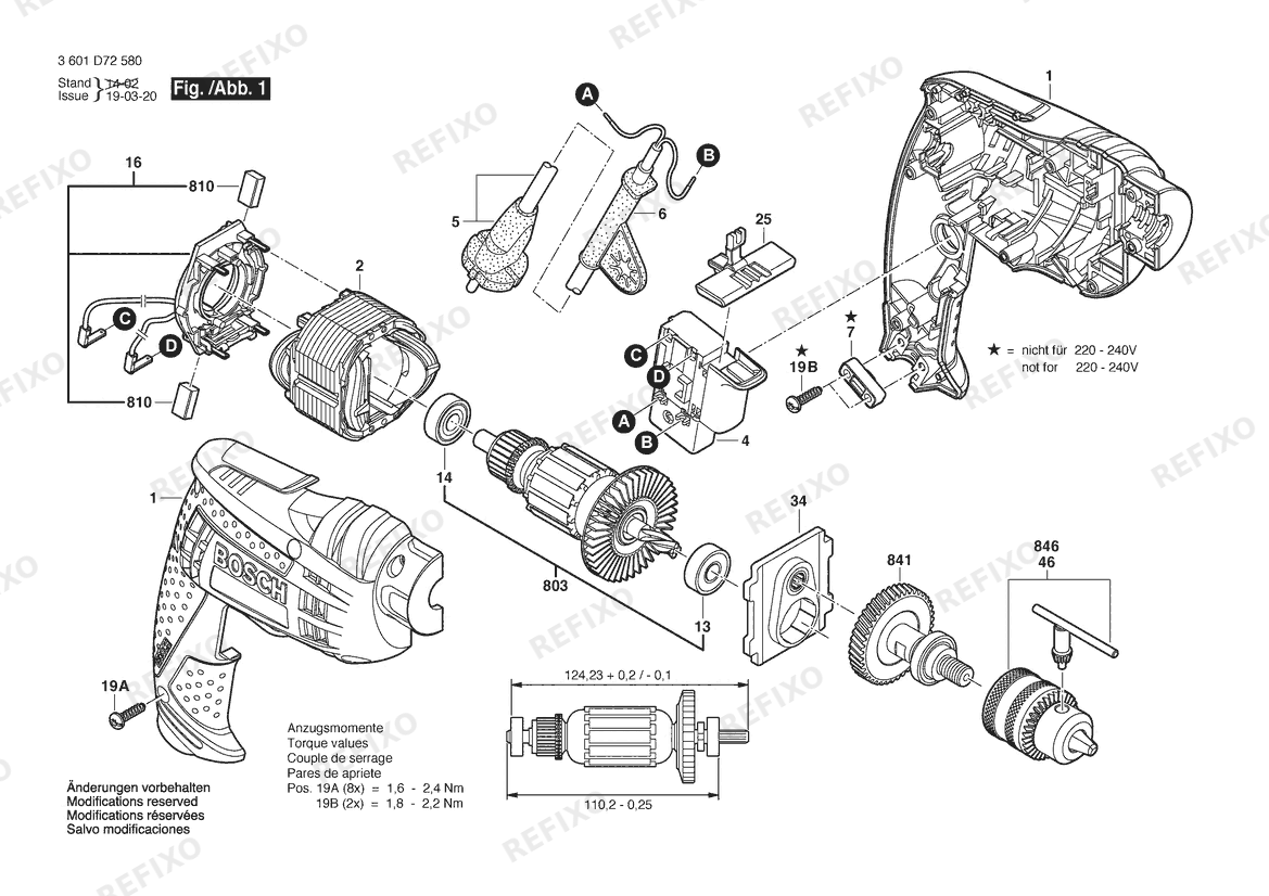 Bosch Дрель GBM 6 RE | 115 V | 012 - TW (3 601 D72 5C0) — схема запчастей