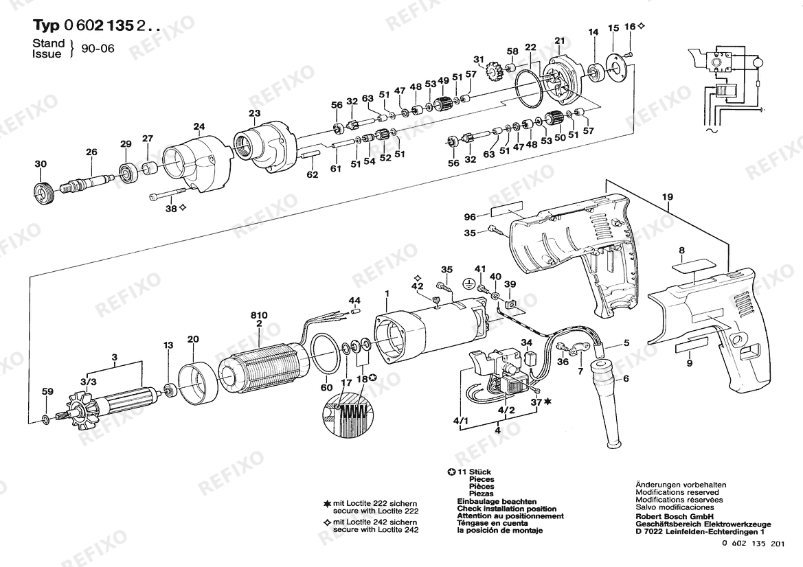 Bosch Дрель HBM 57/2 (0 602 135 201) — схема запчастей