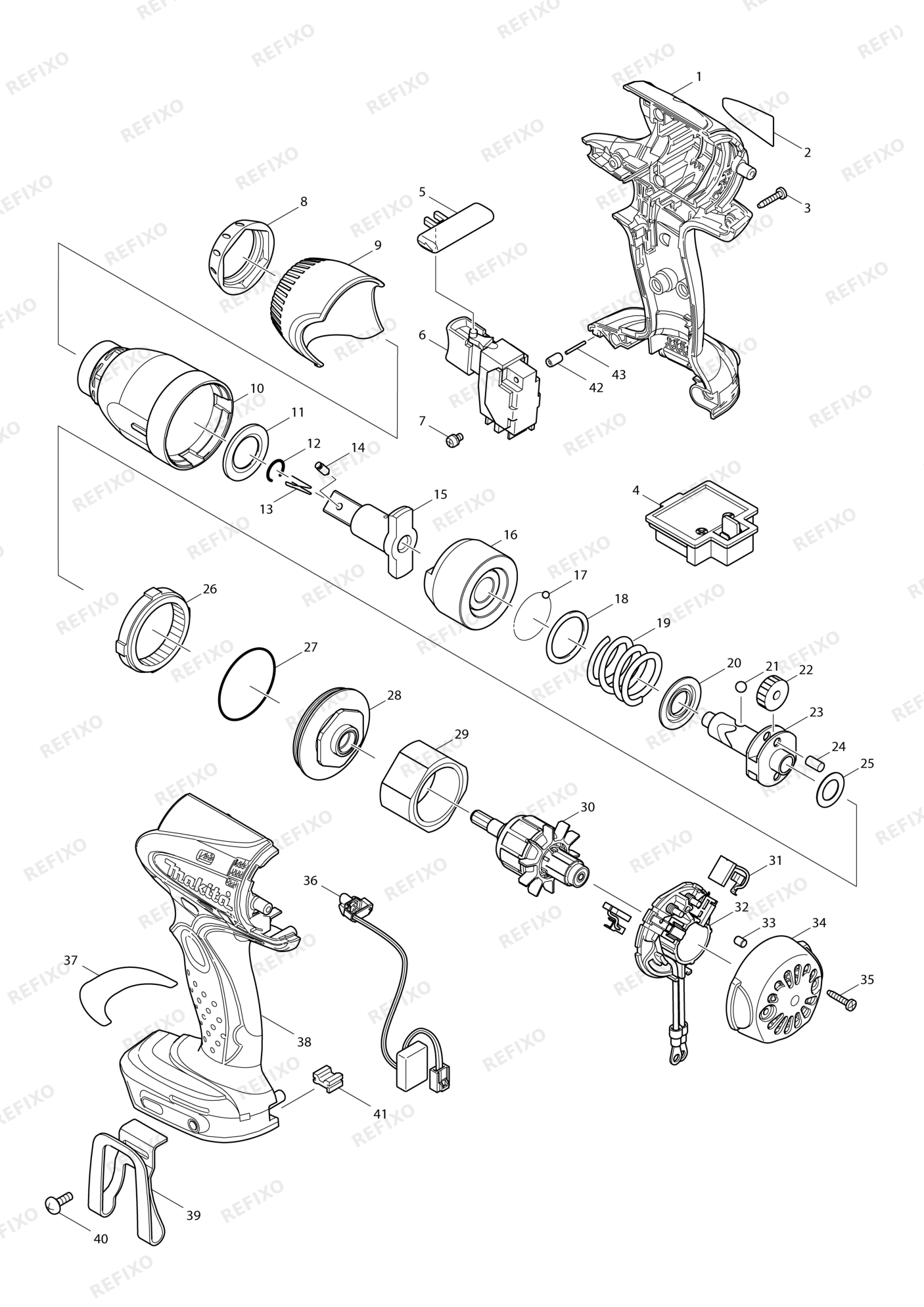 MAKITA BTW251 — схема запчастей