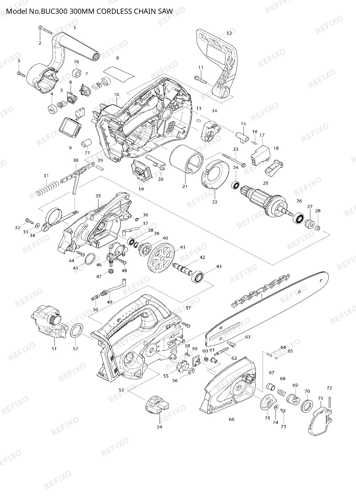 MAKITA BUC300 — схема запчастей