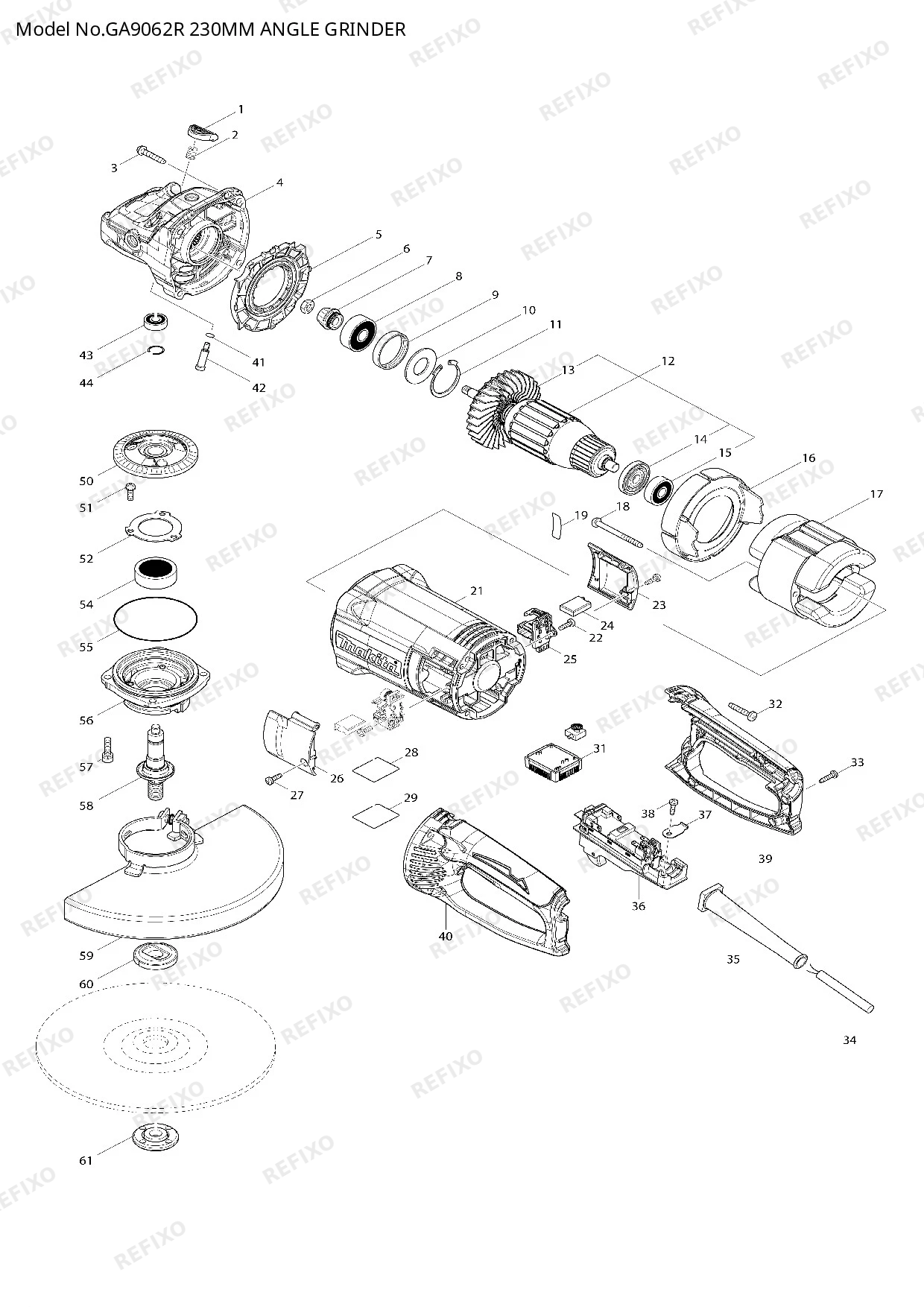 MAKITA GA9062R — схема запчастей