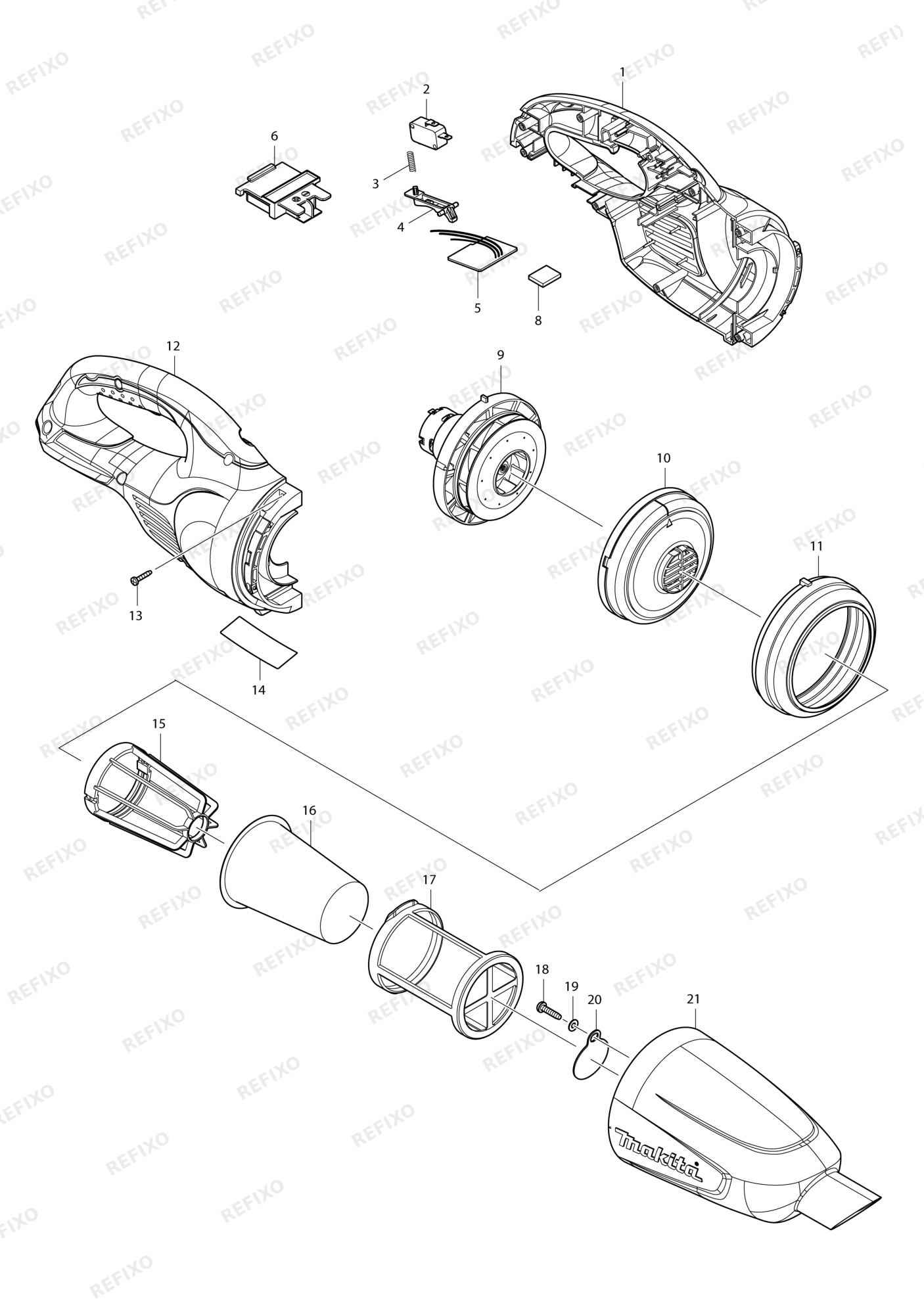 MAKITA DCL180 — схема запчастей