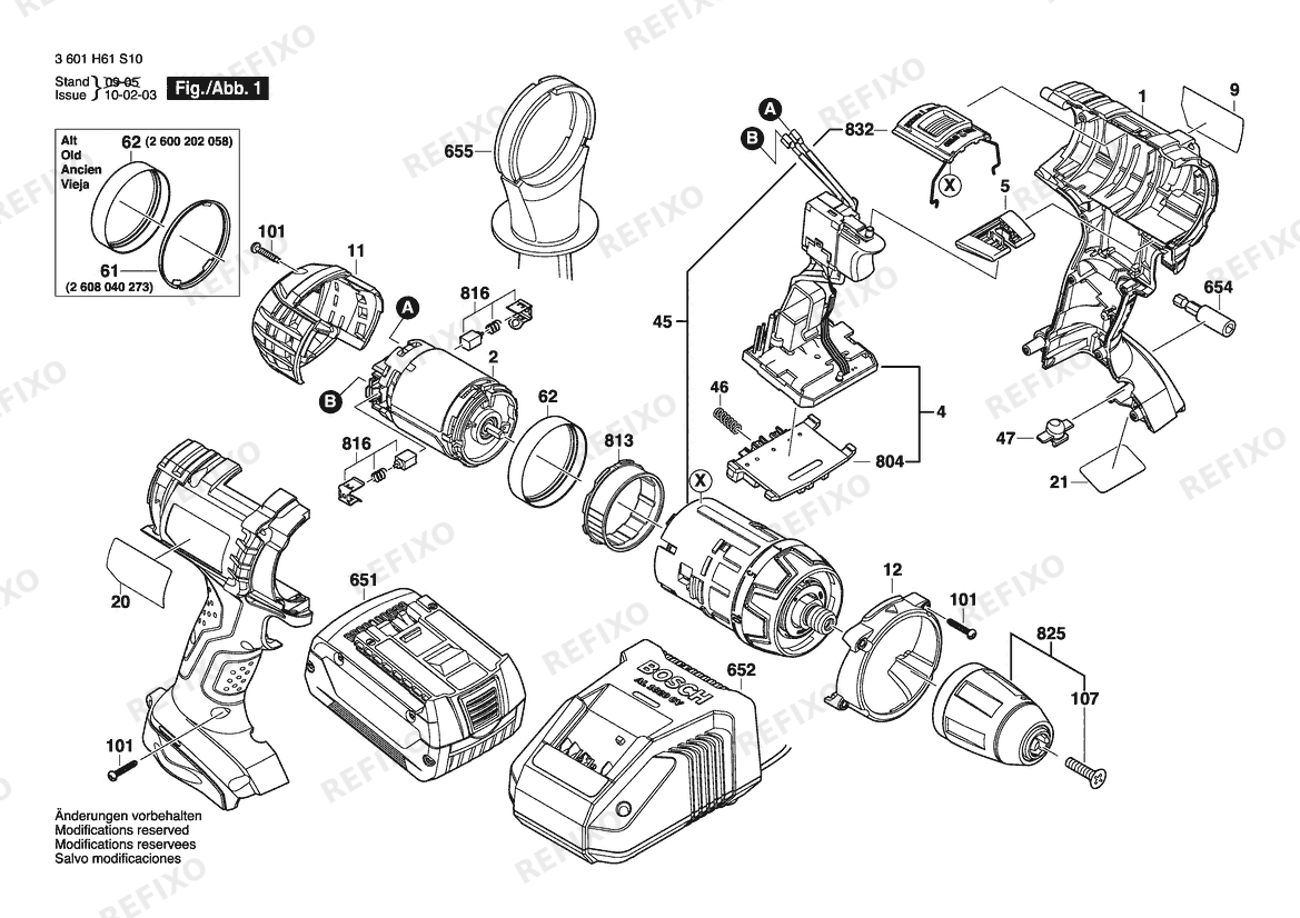 Bosch Аккумуляторный шуруповёрт 37618 | 18 V | 061 - US (3 601 H61 S10) — схема запчастей