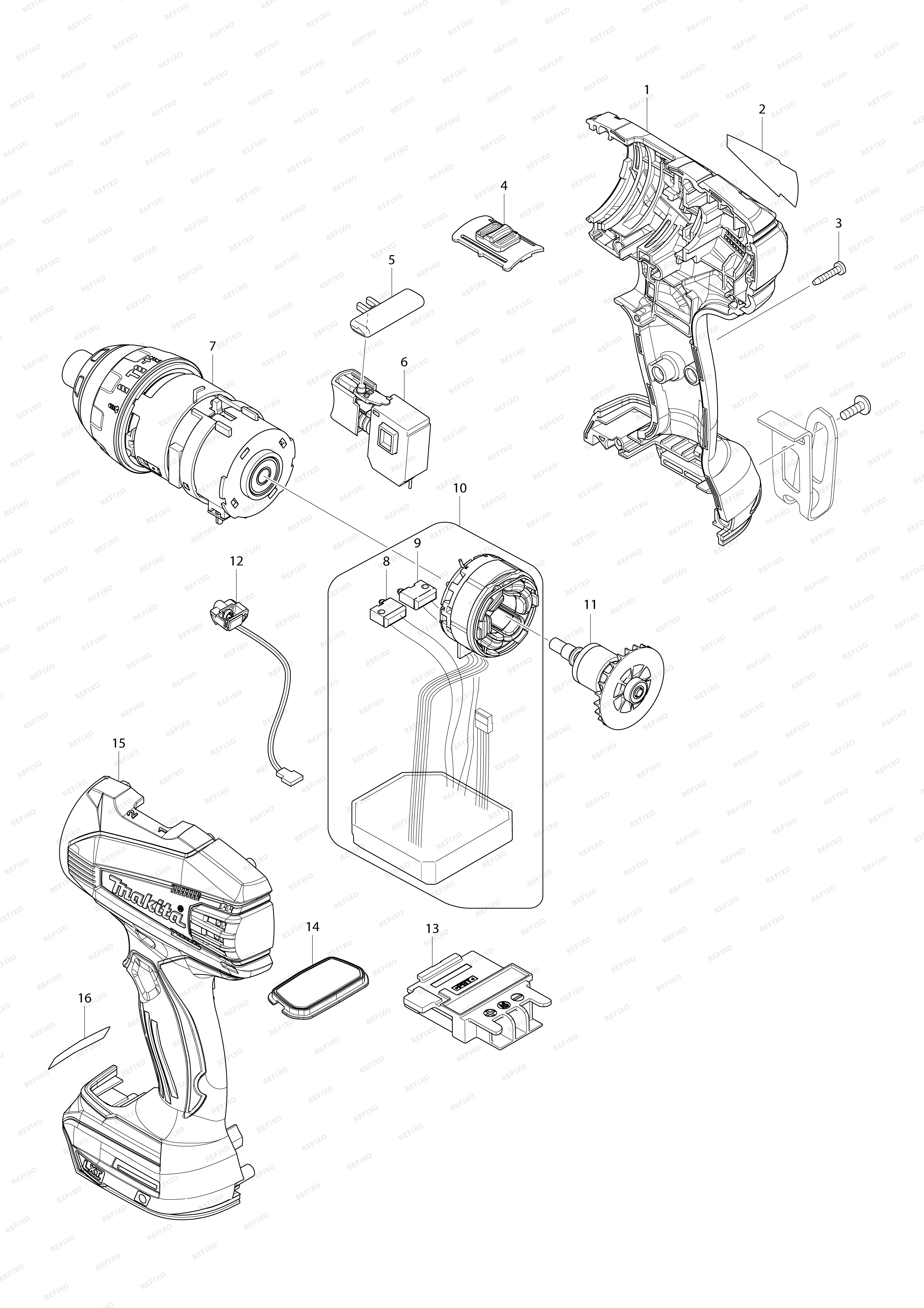 MAKITA BTP131 — схема запчастей