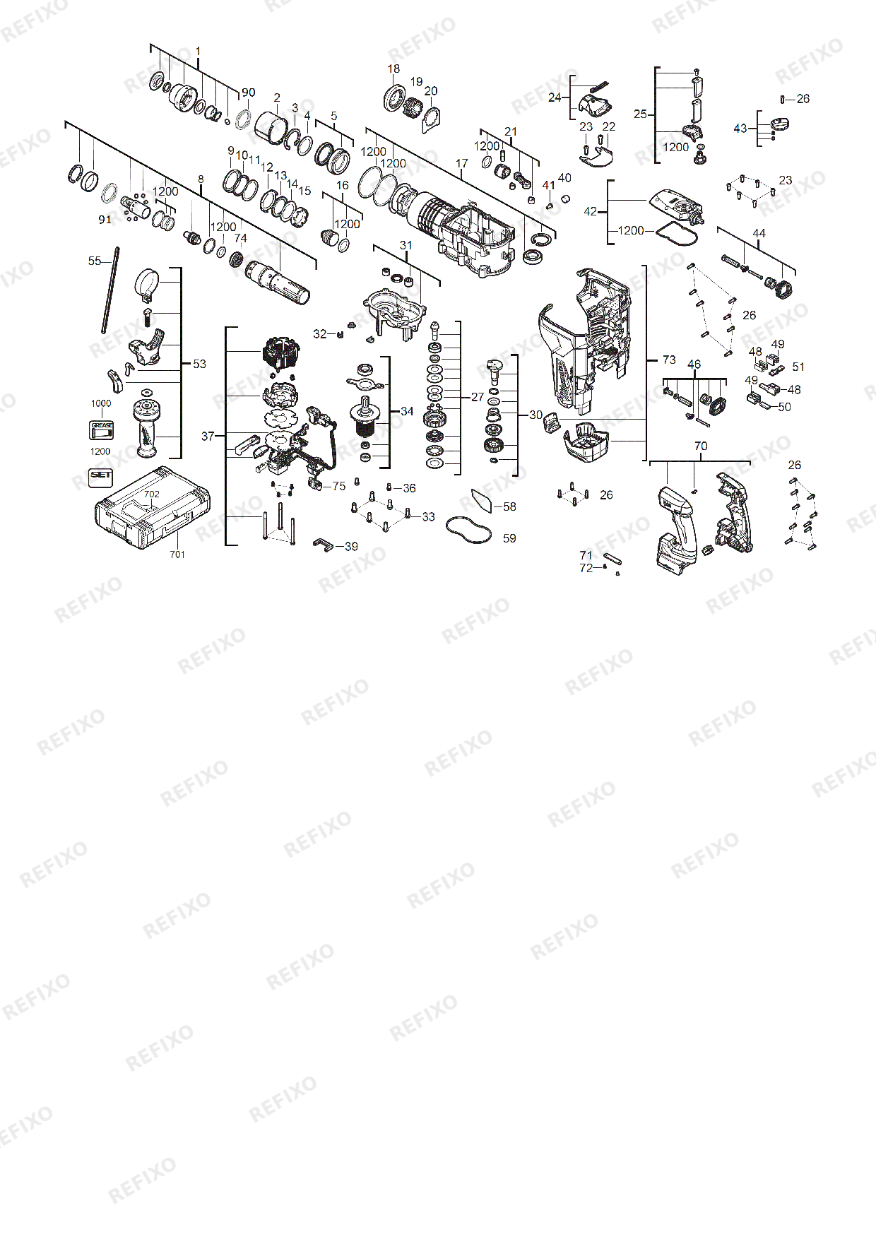 MILWAUKEE M18ONEFHP 0X 4933478884 4000477959 — схема запчастей