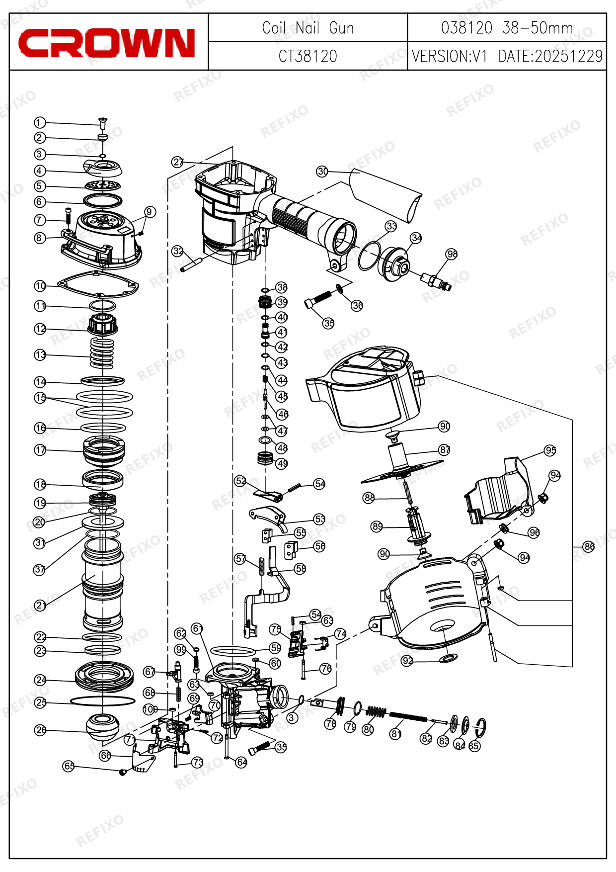 CROWN CT38120 — схема запчастей
