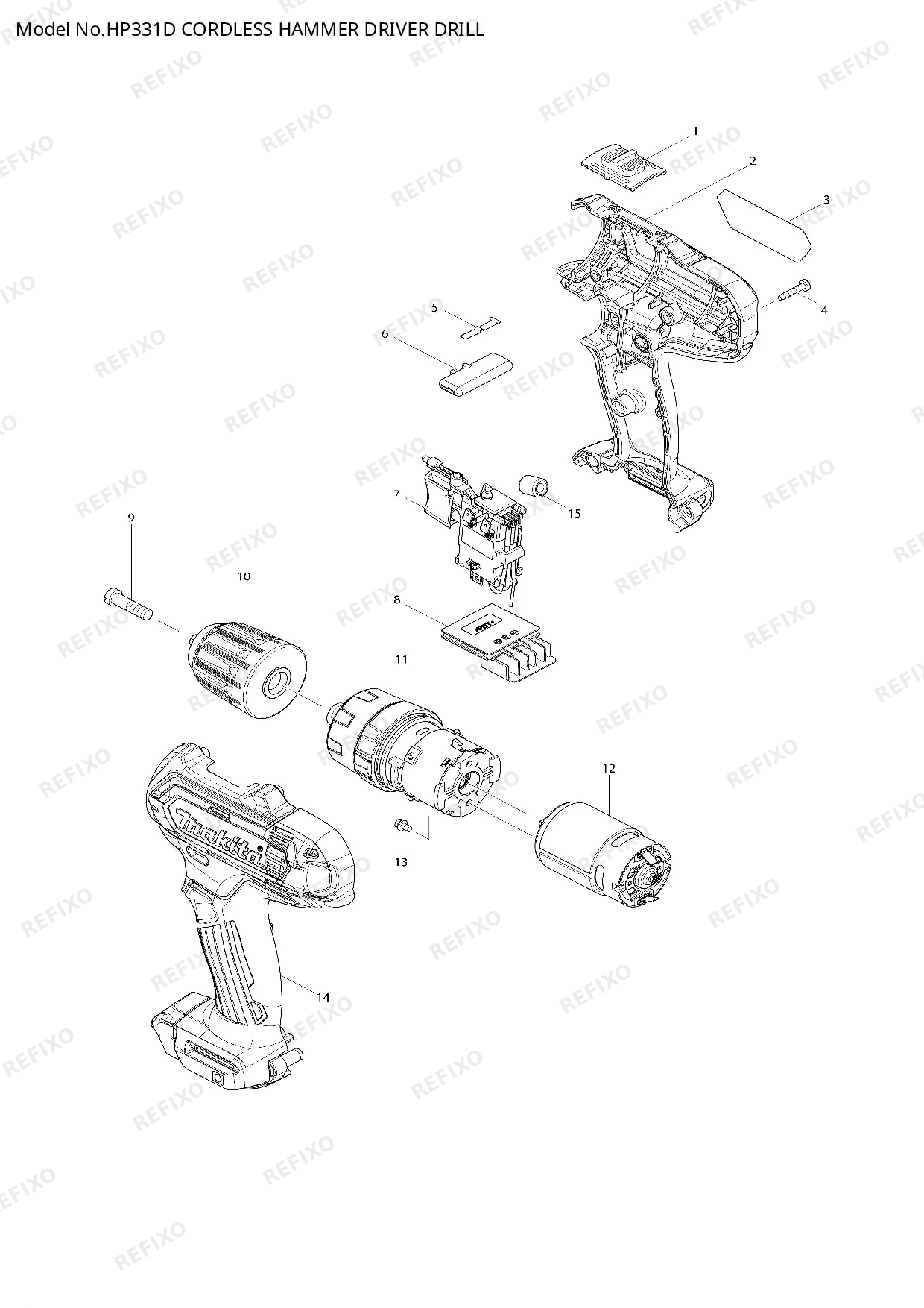 MAKITA HP331D — схема запчастей