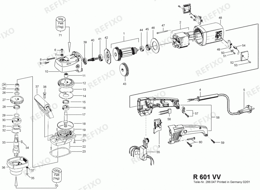 Flex R 601 VV 230CEE 287989 — схема запчастей