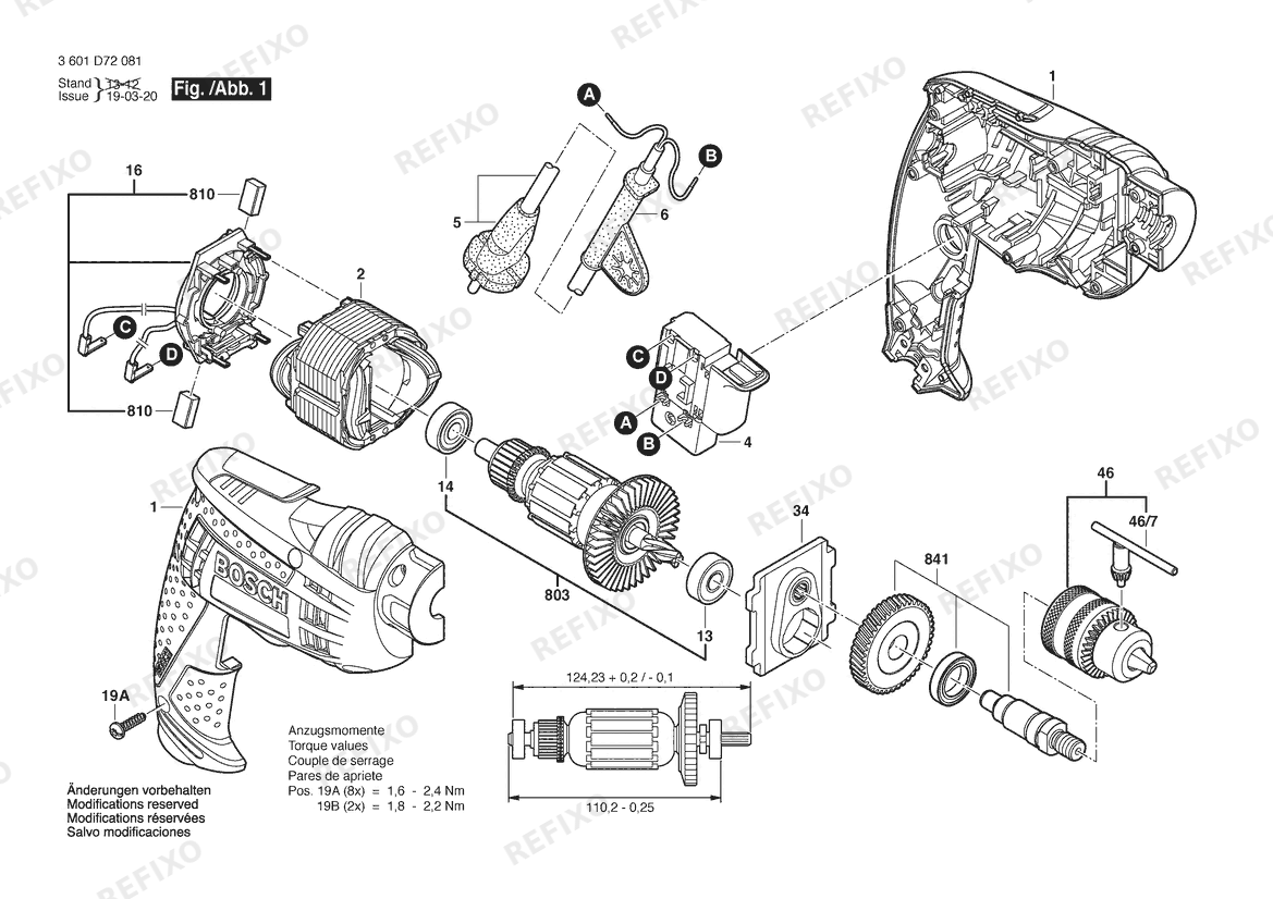 Bosch Дрель GBM 6 (3 601 D72 082) — схема запчастей