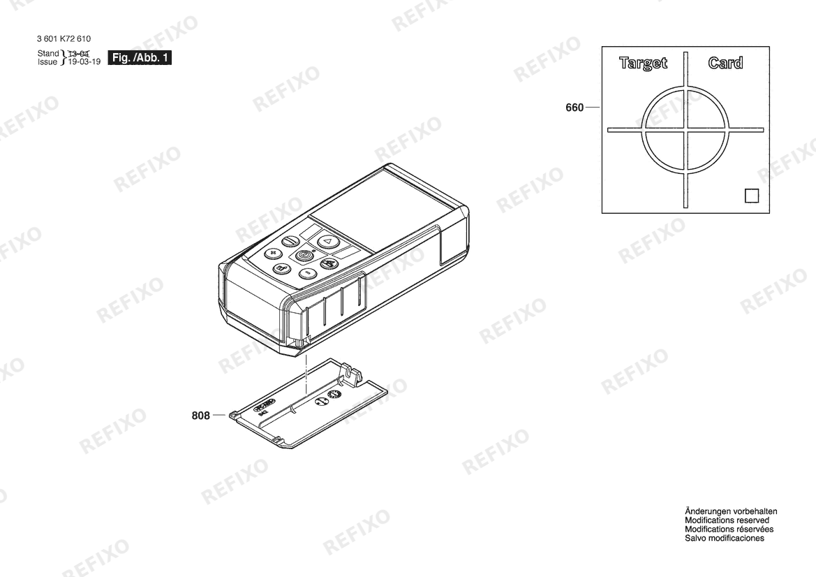 Bosch Entfernungsmesser GLM40 | 061 - US (3 601 K72 610) — схема запчастей