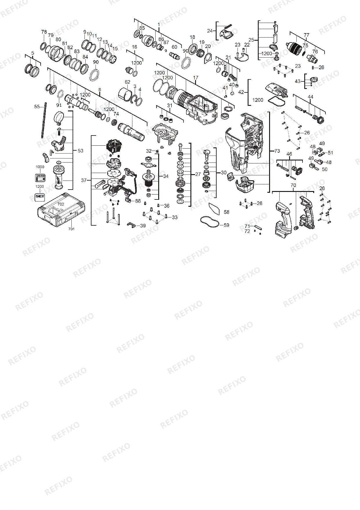MILWAUKEE M18ONEFHPX 0 4933478885 4000477945 — схема запчастей