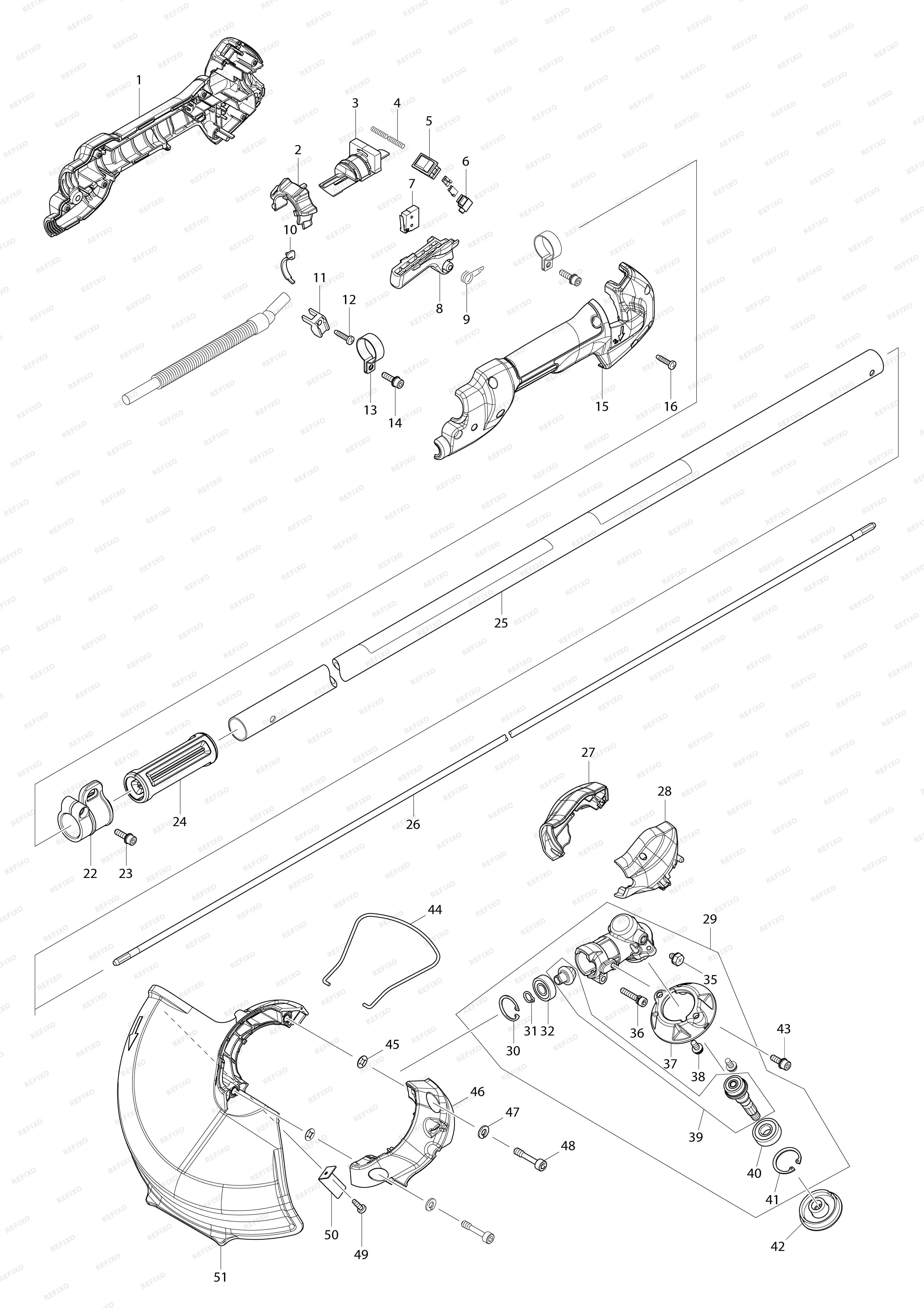 MAKITA DUR362L — схема запчастей