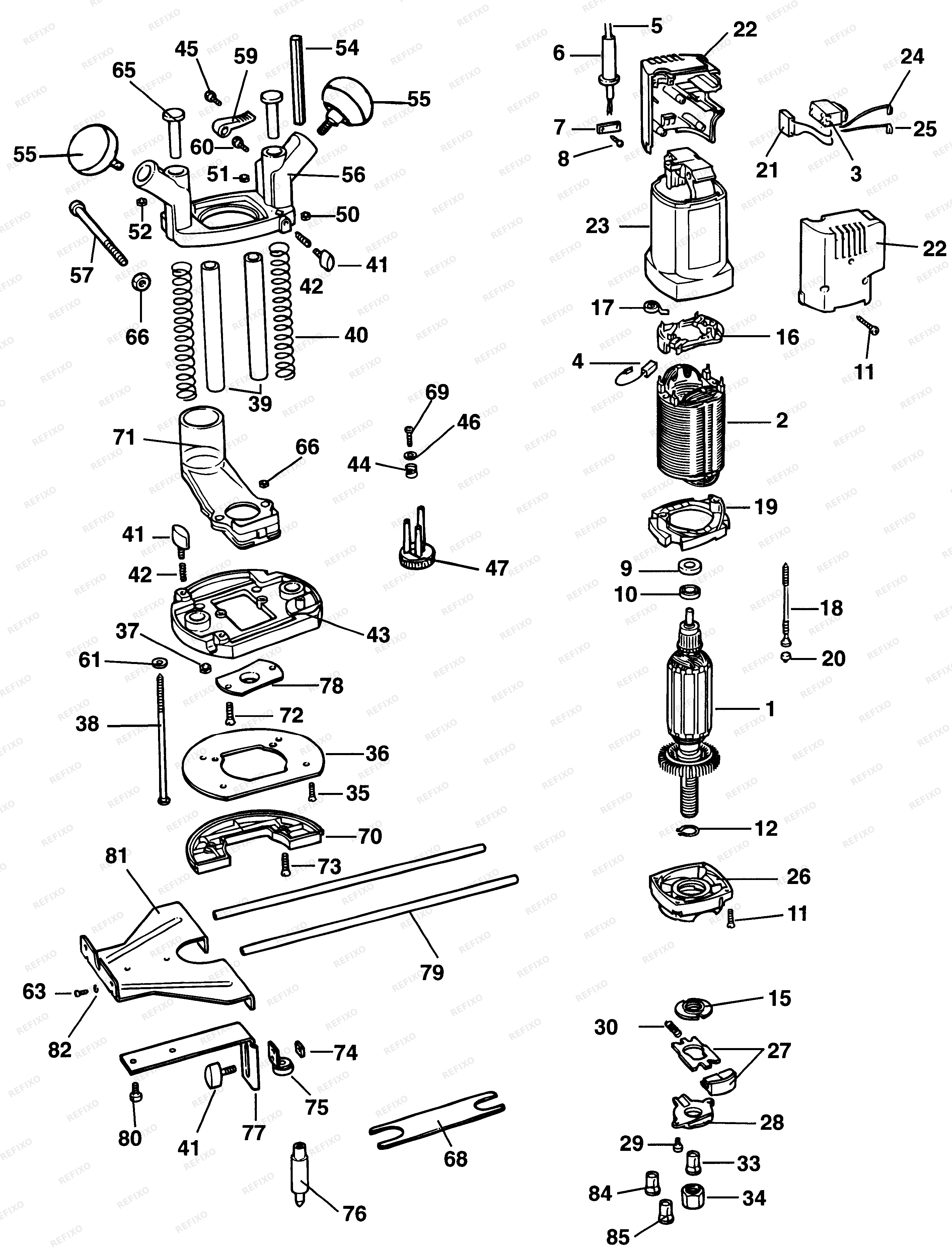 Black&Decker ФРЕЗЕР KW780 — схема запчастей