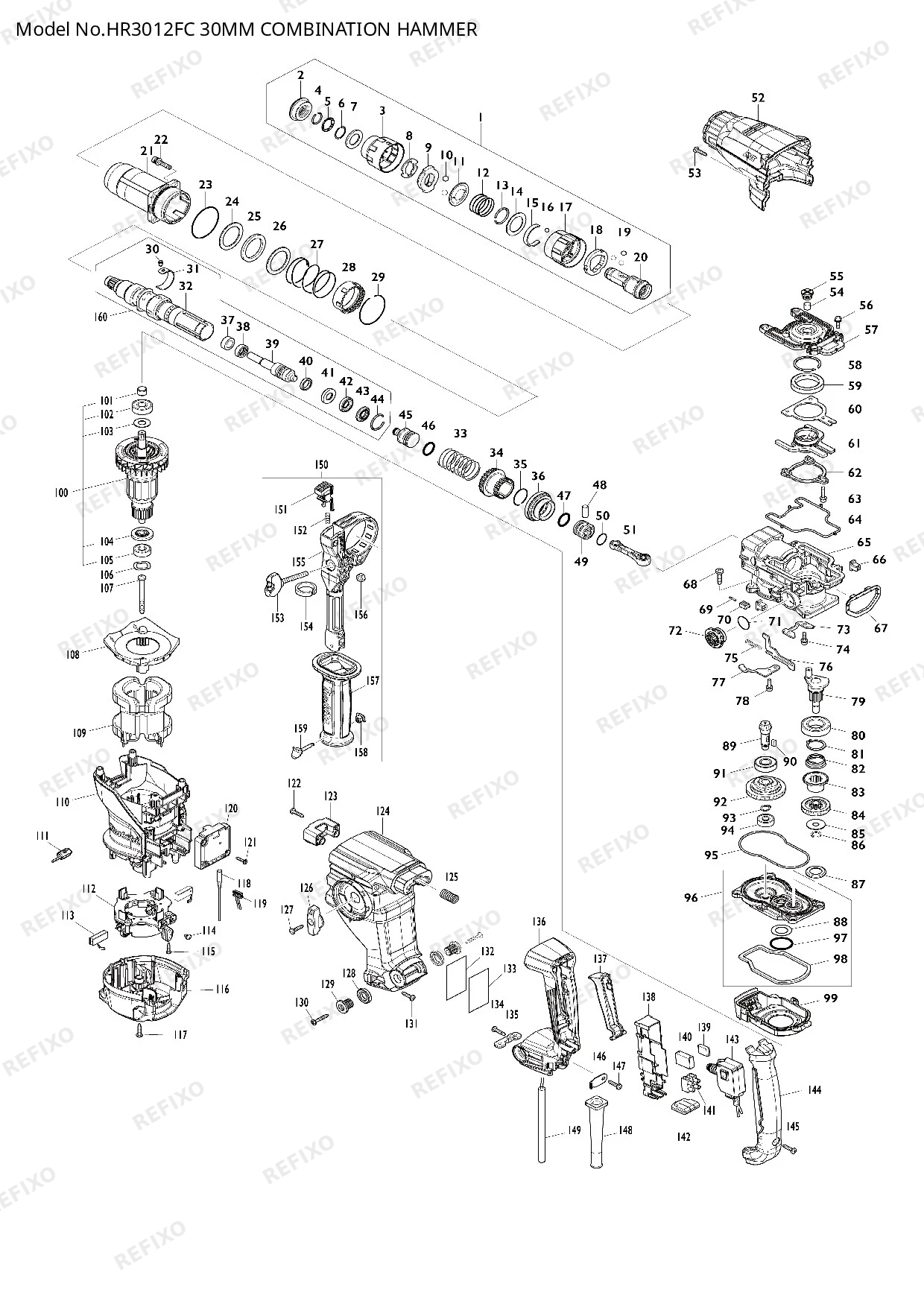 MAKITA HR3012FC — схема запчастей