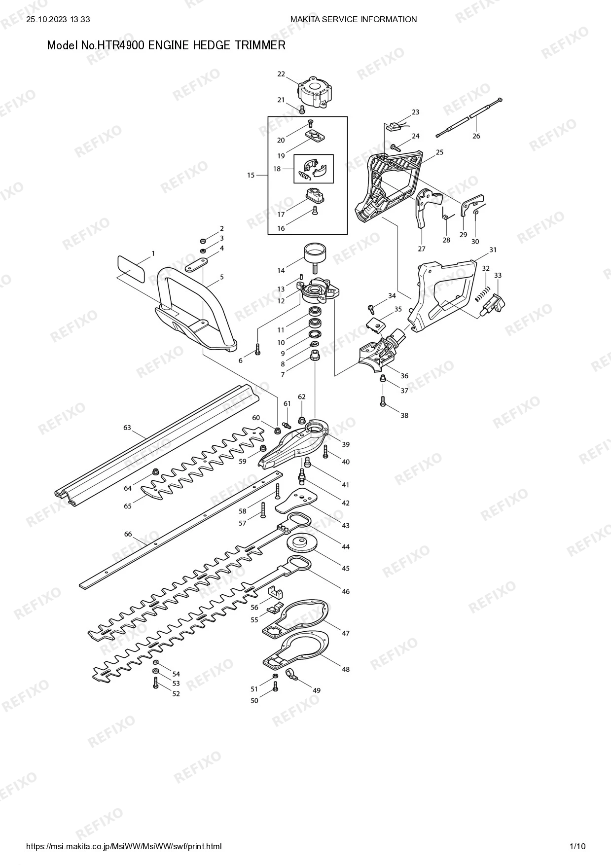 MAKITA HTR4900 — схема запчастей