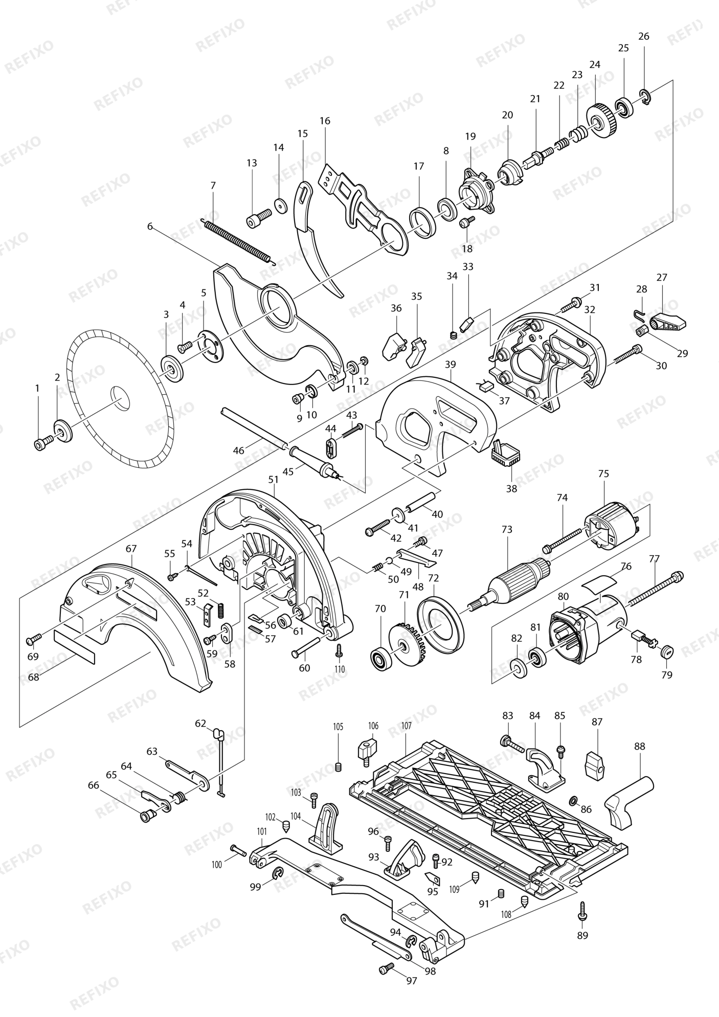 MAKITA 5143R — схема запчастей