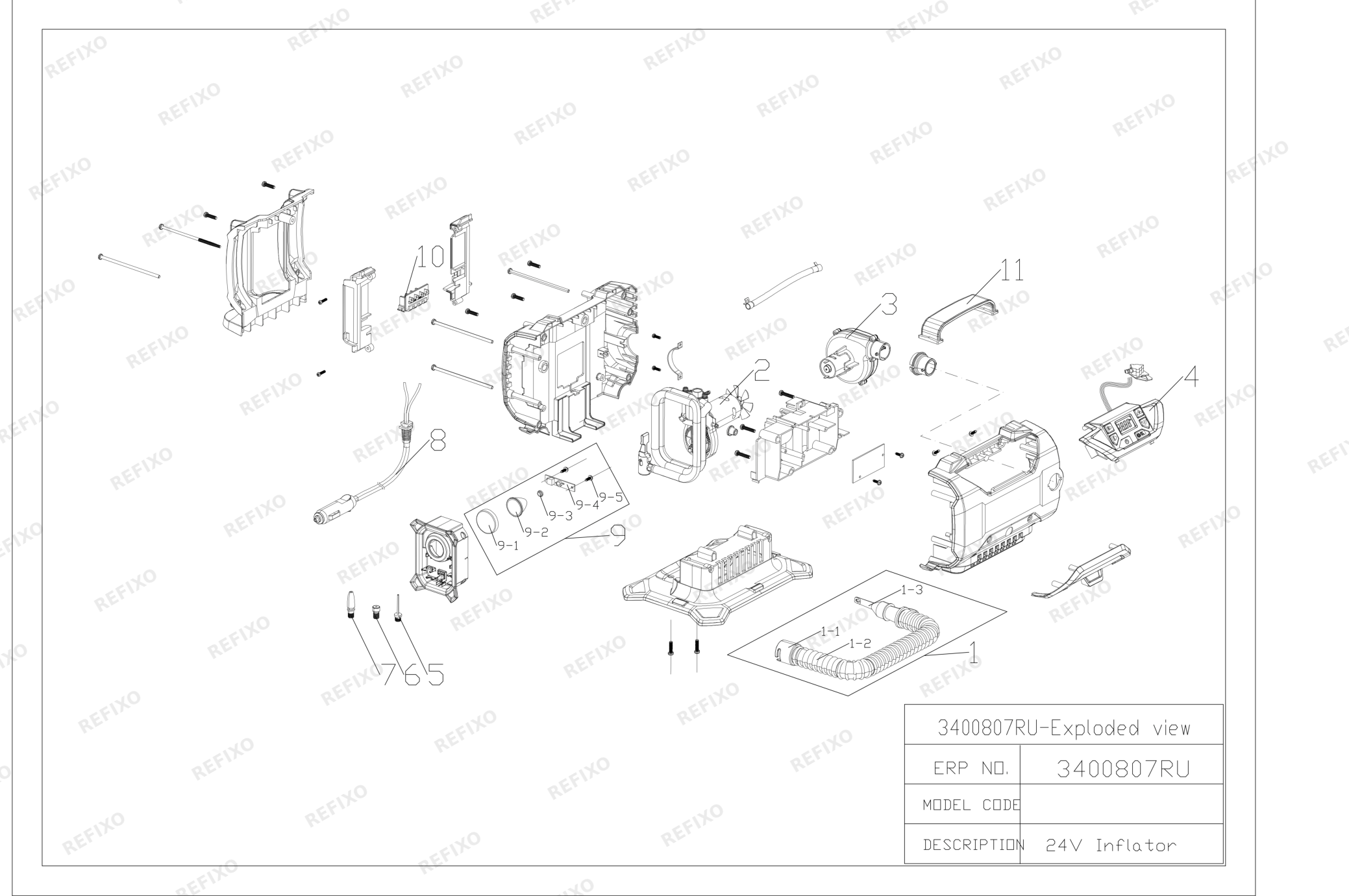 Greenworks 3400807-EXPLODED VIEW — схема запчастей