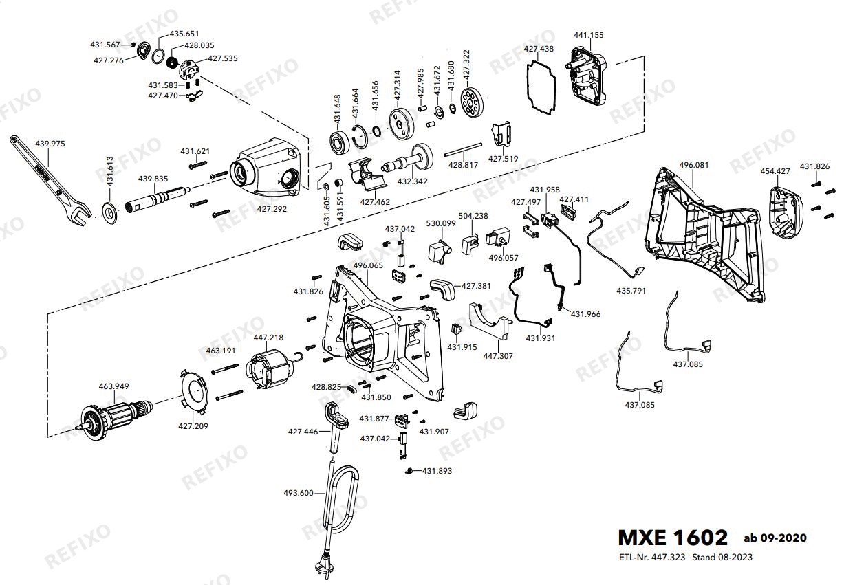 Flex MXE 1602 230CEE — схема запчастей
