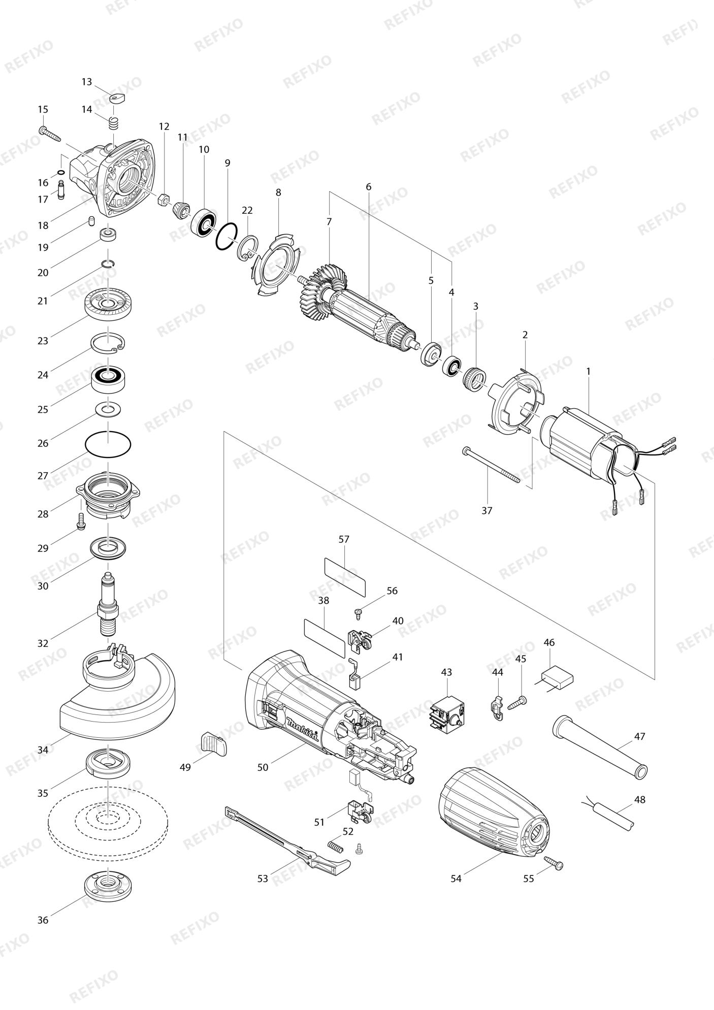 MAKITA GA4530R — схема запчастей