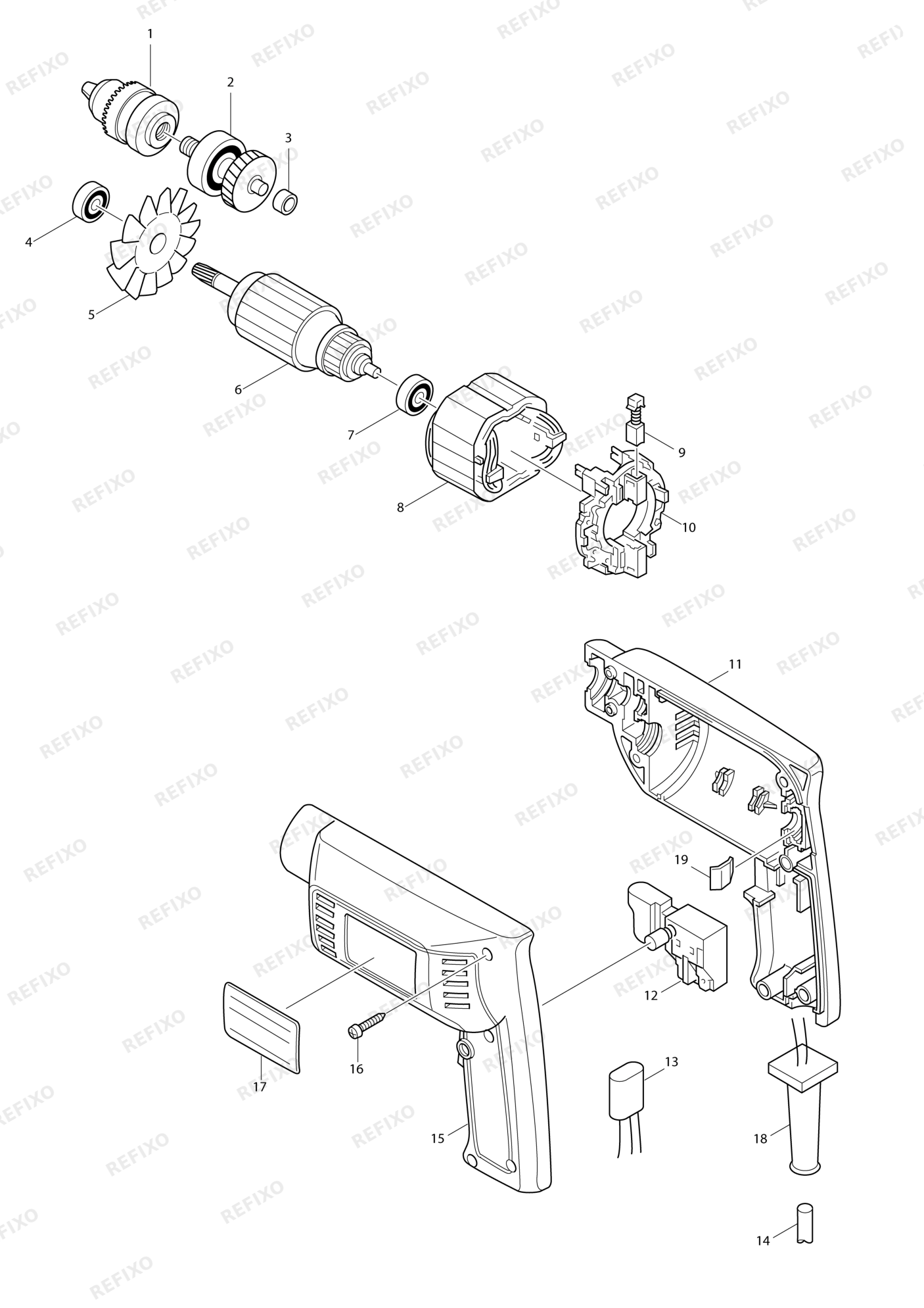 MAKITA 6501 — схема запчастей