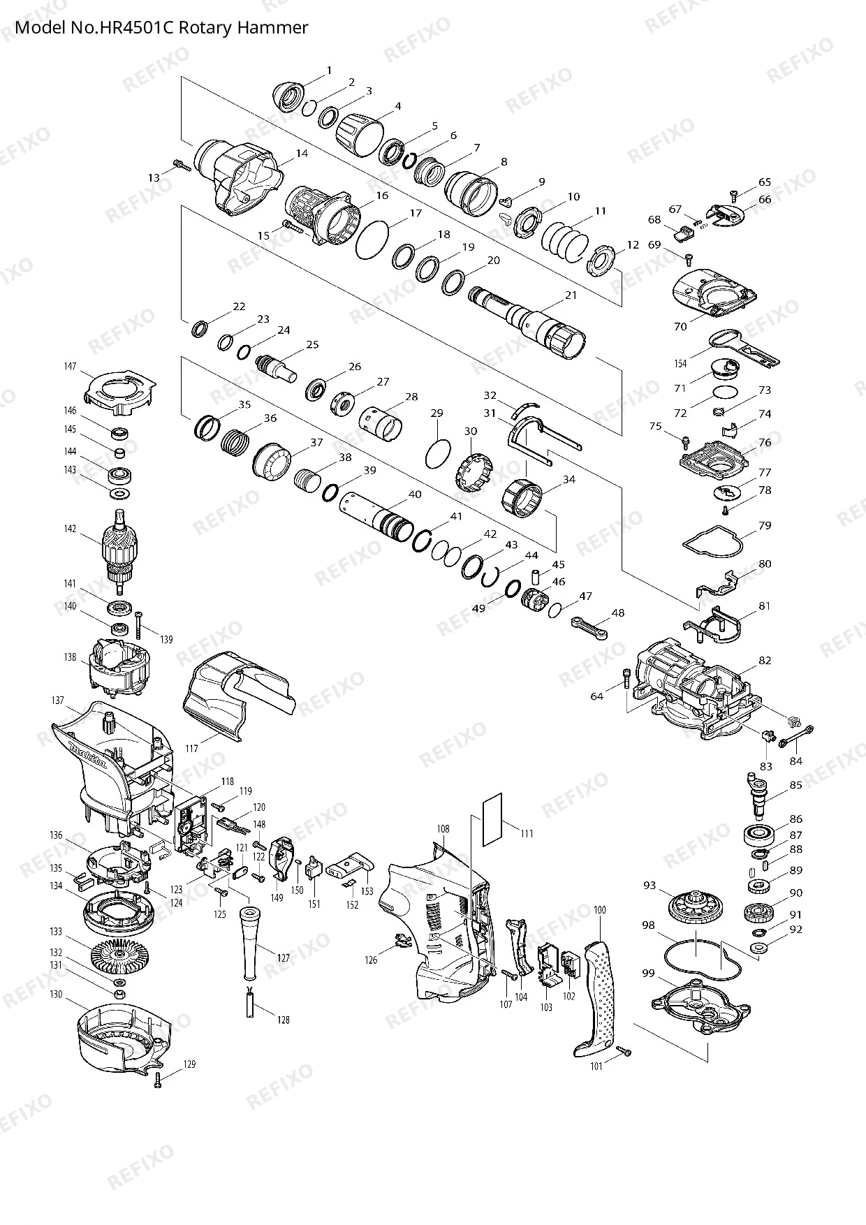 MAKITA HR4501C — схема запчастей