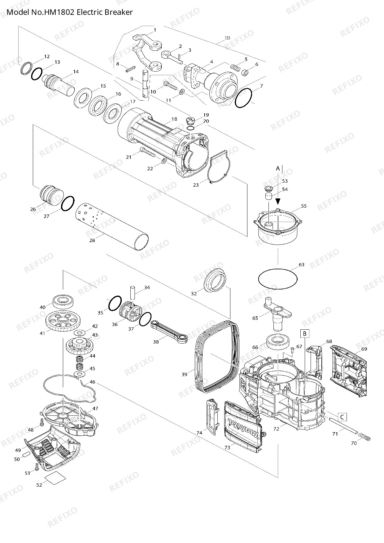 MAKITA HM1802 — схема запчастей