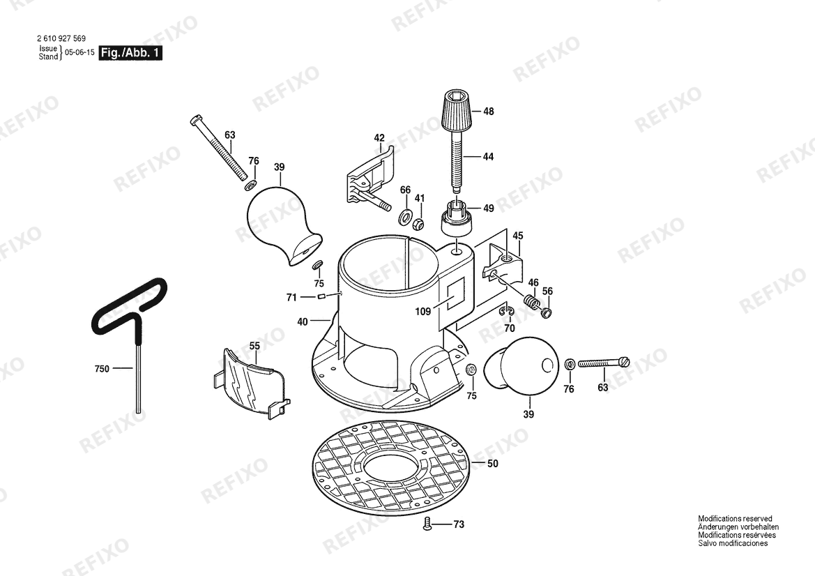 Bosch Фрезер RA1161 (2 610 927 569) — схема запчастей