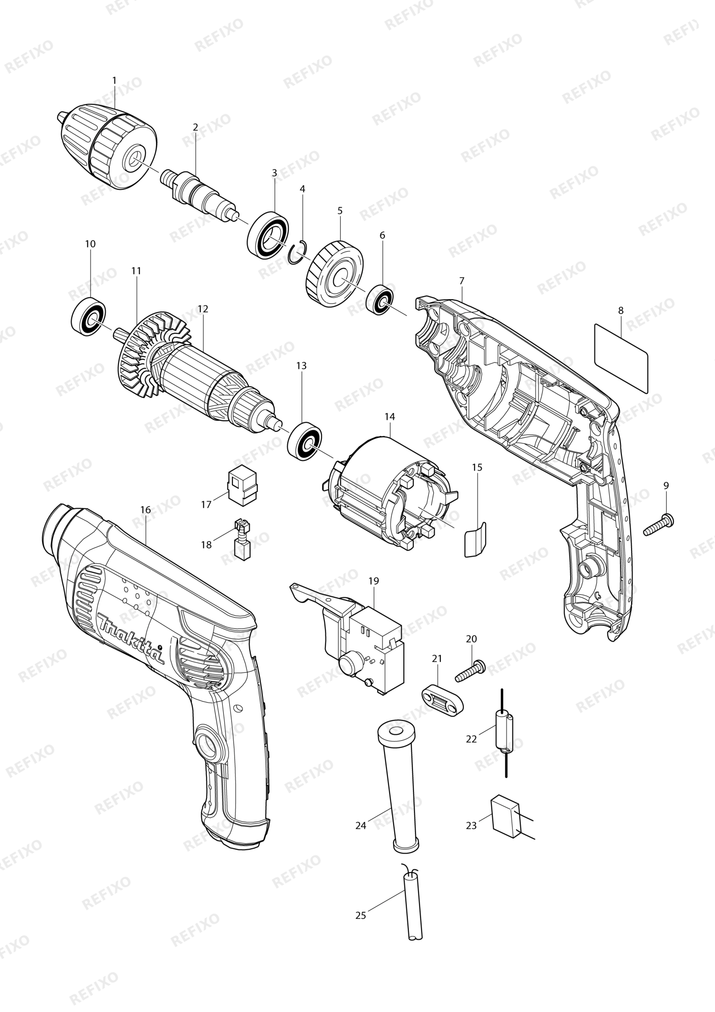 MAKITA 6413 — схема запчастей