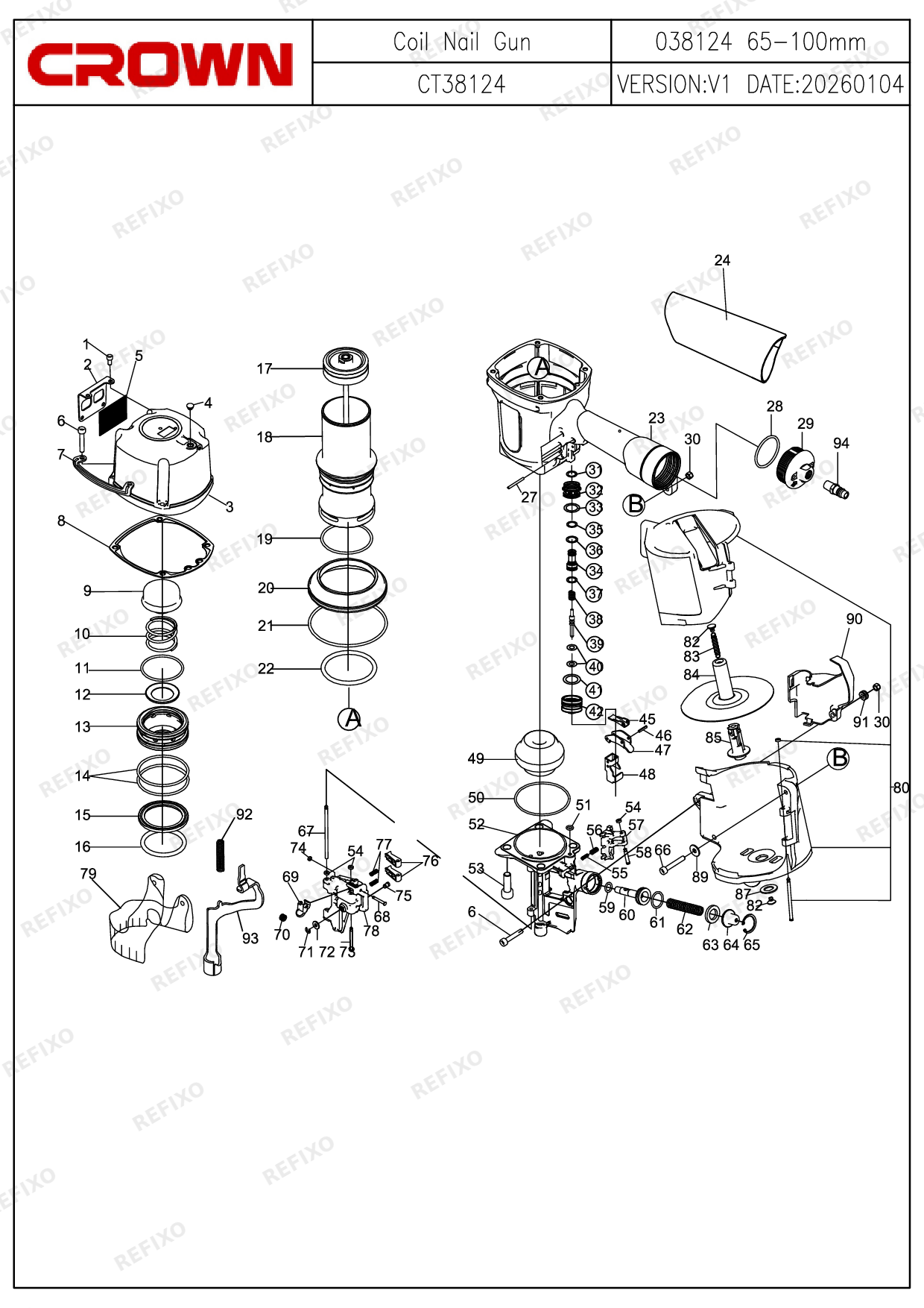 CROWN CT38124 — схема запчастей