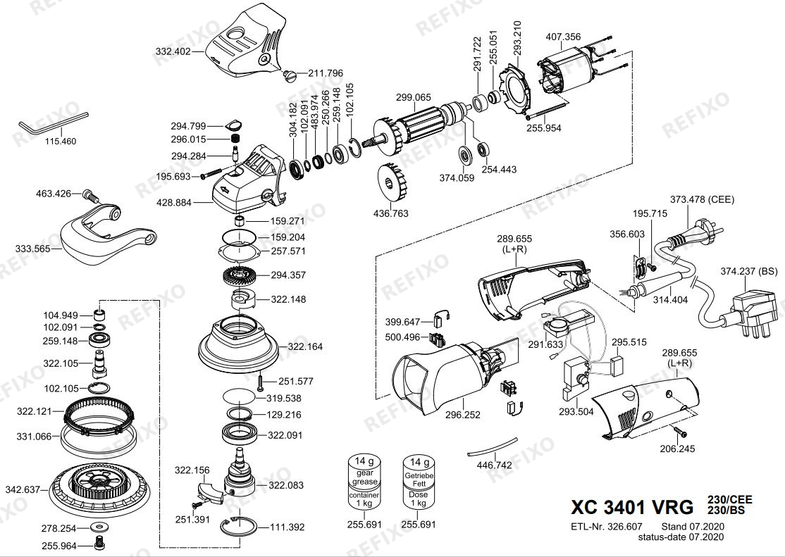 Flex XC 3401 VRG P- набор 230CEE — схема запчастей