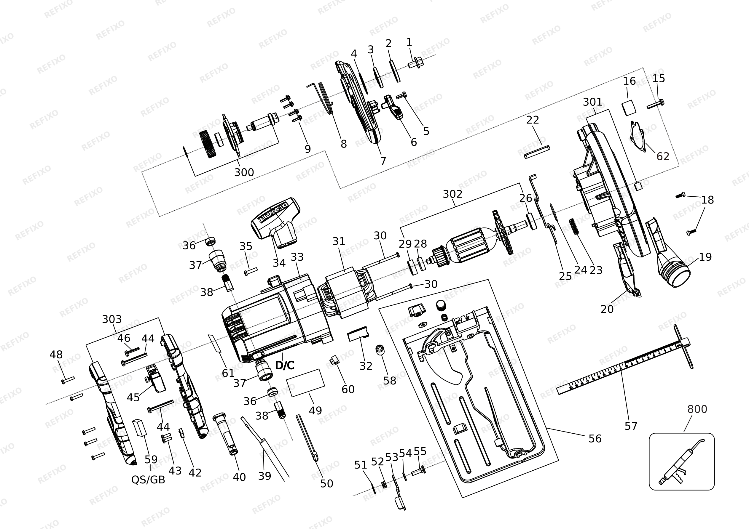 DeWalt ДИСКОВАЯ ПИЛА DWE5615 — схема запчастей