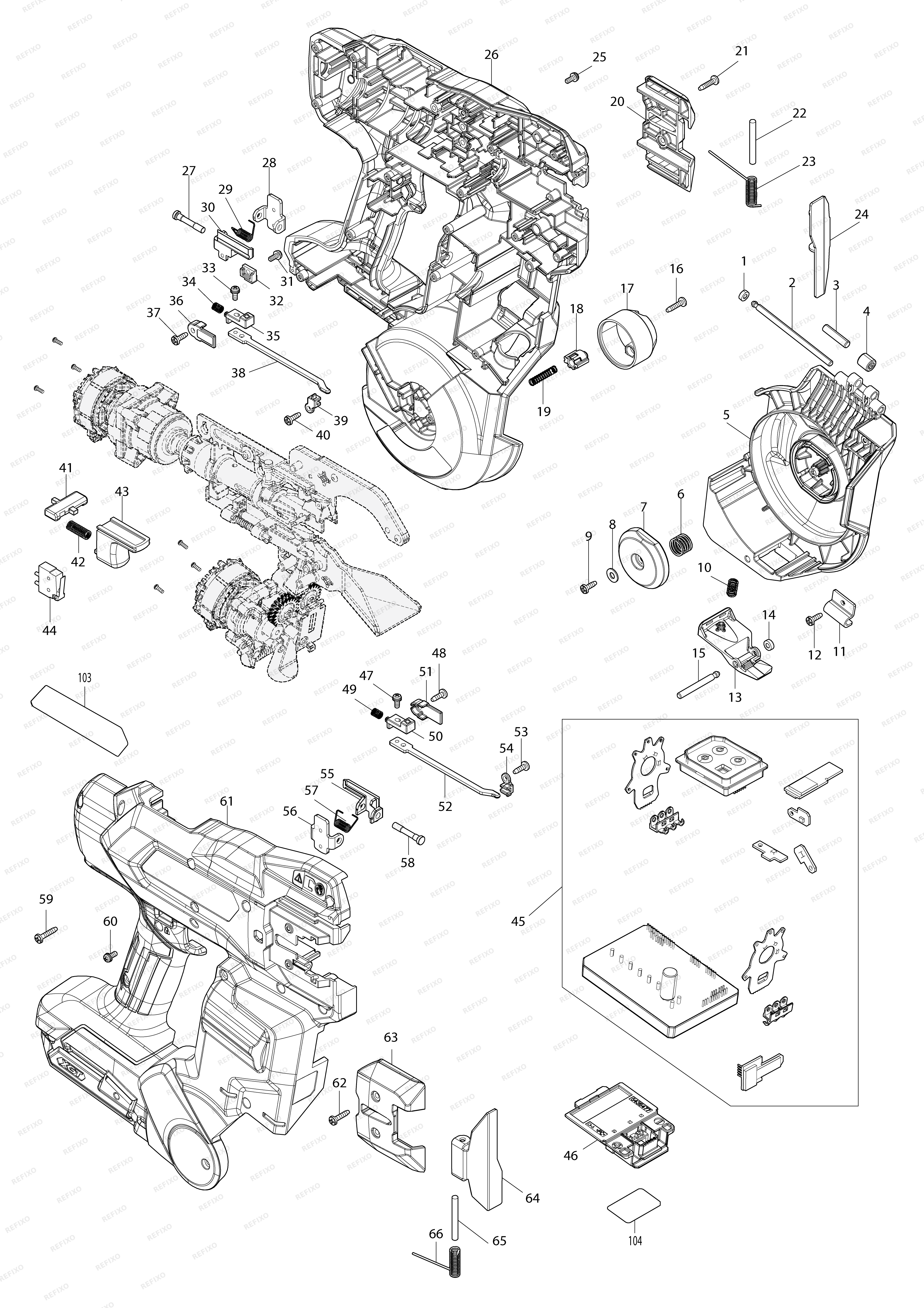 MAKITA TR001G — схема запчастей