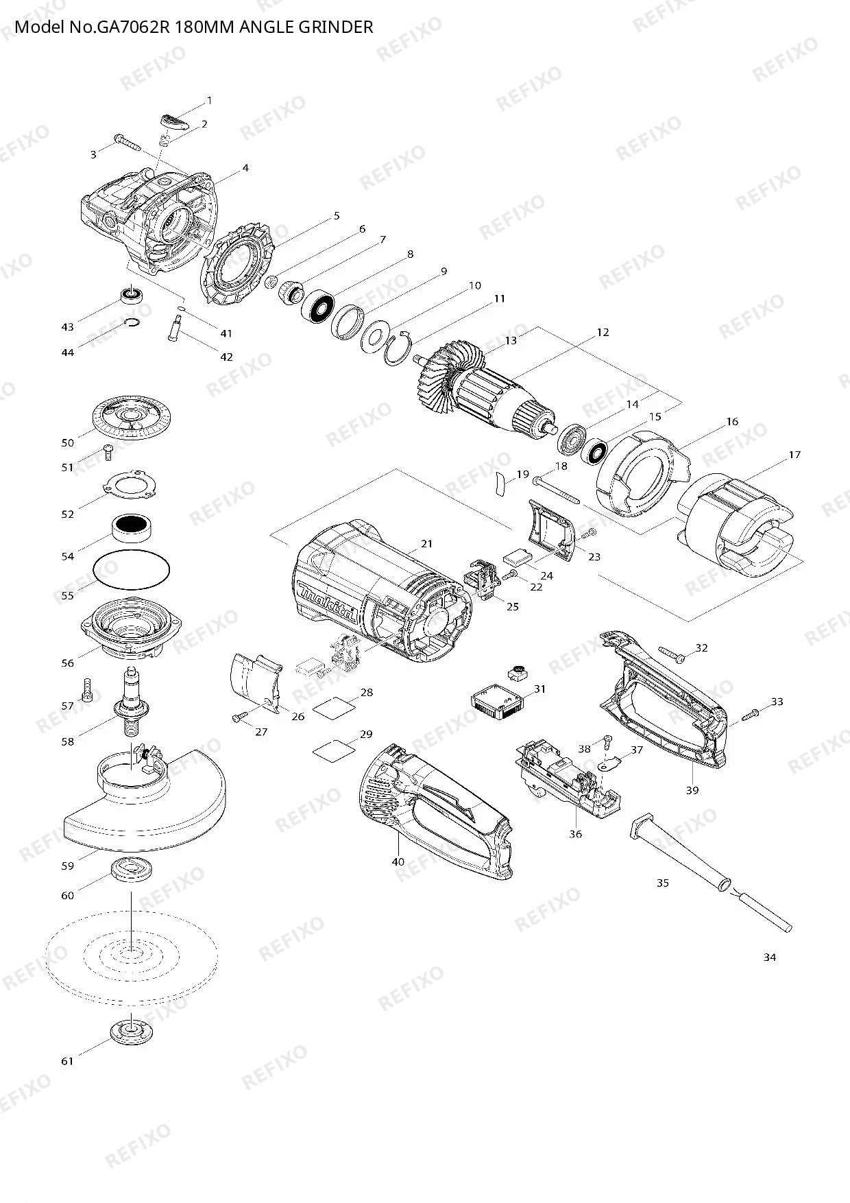 MAKITA GA7062R — схема запчастей