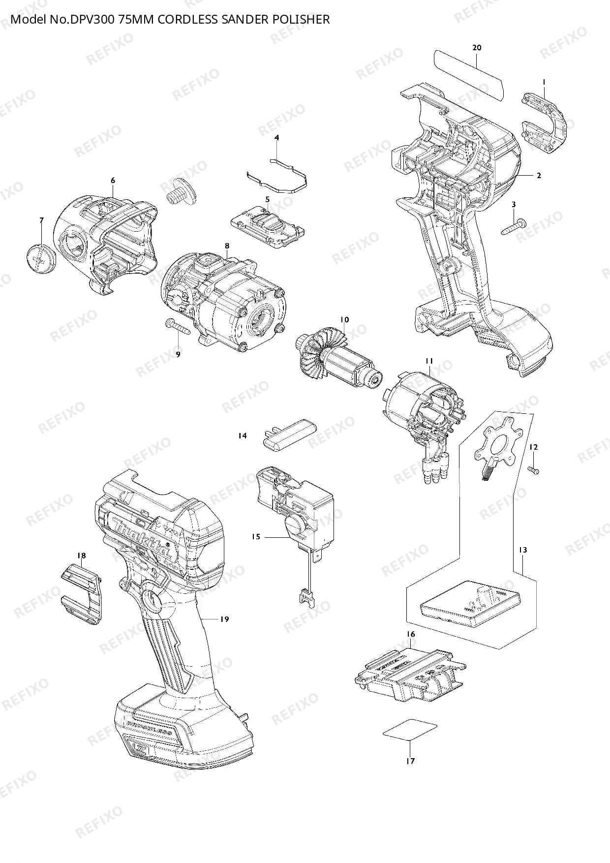 MAKITA DPV300 — схема запчастей