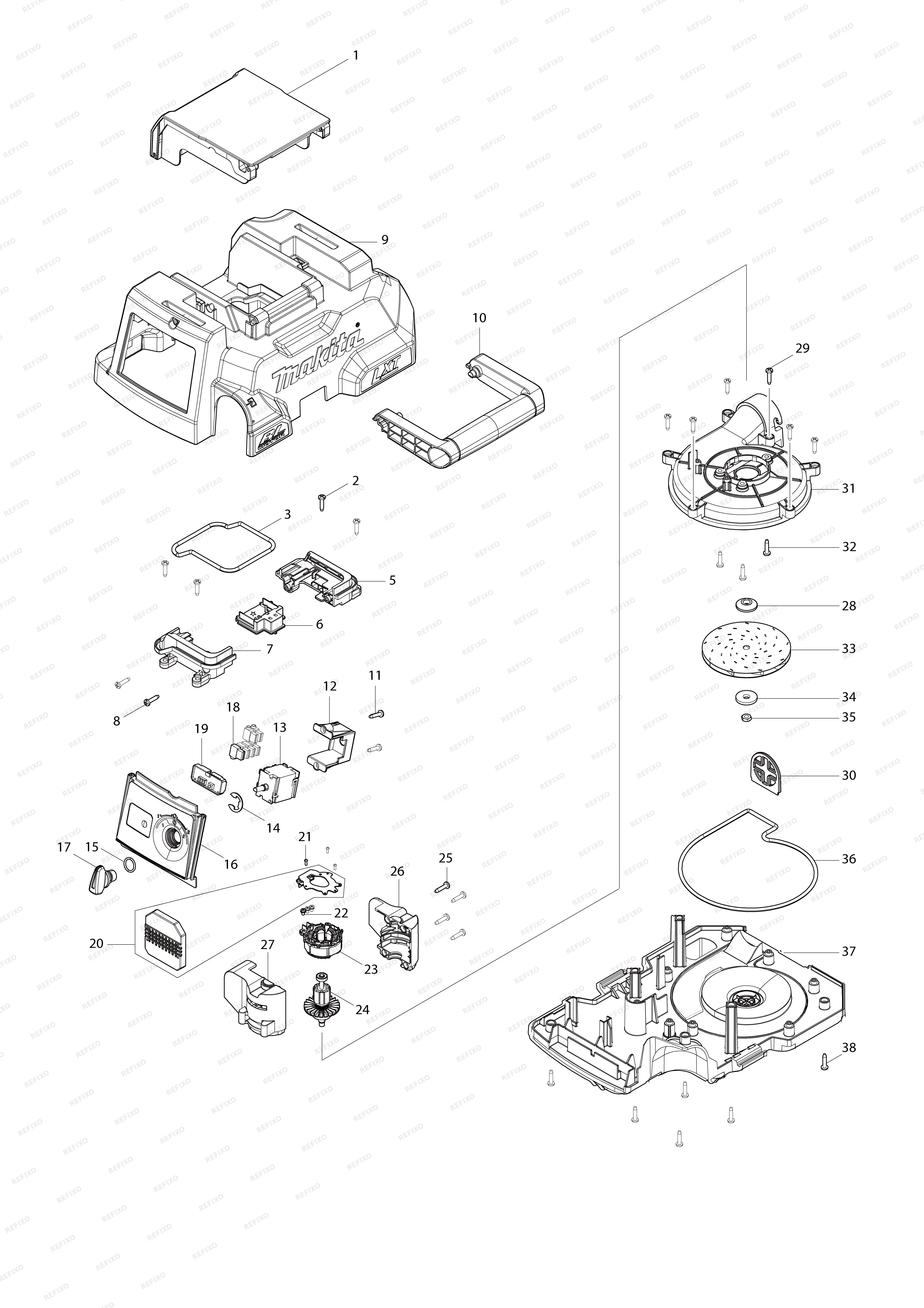 MAKITA DVC750L — схема запчастей