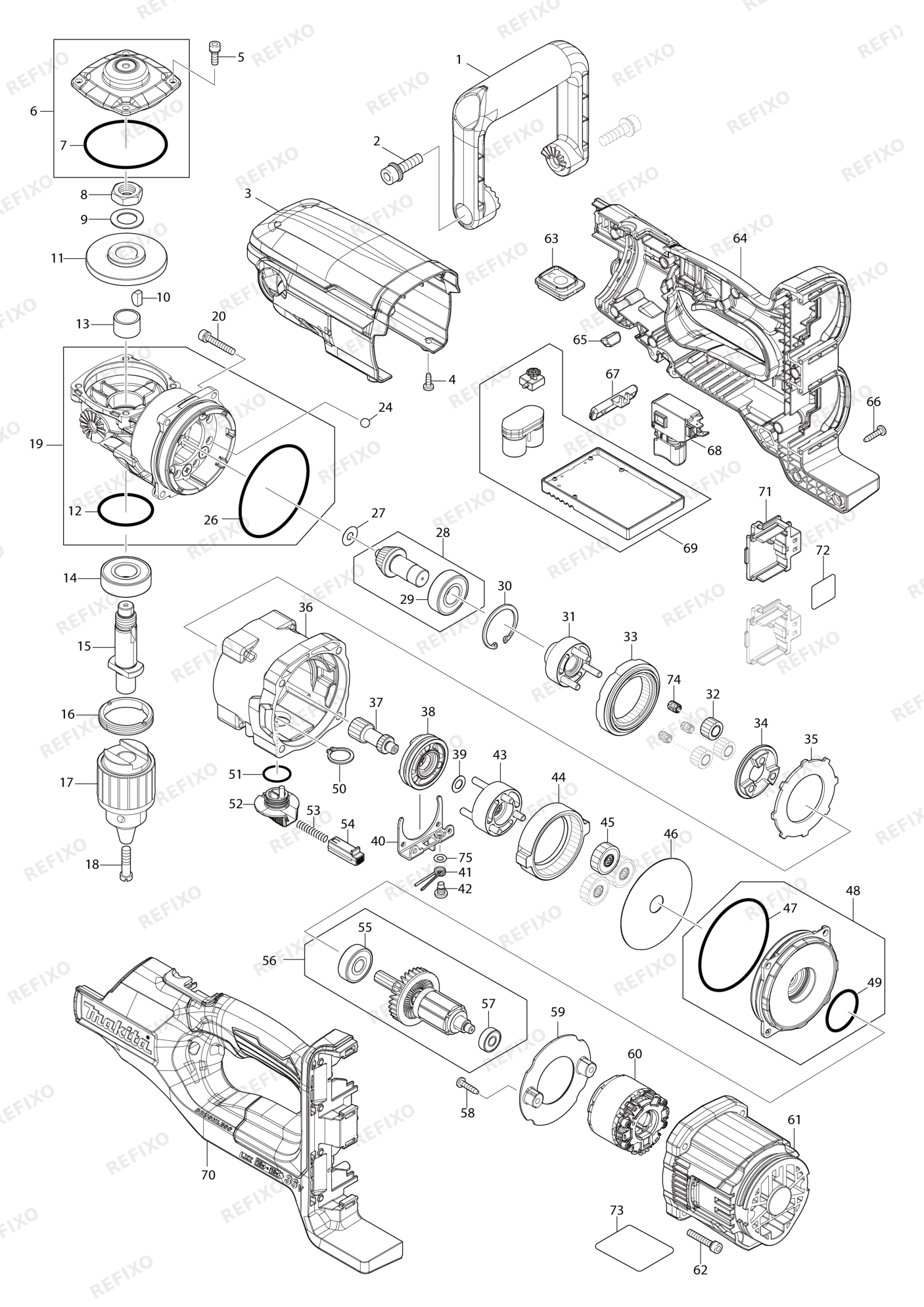 MAKITA DDA460 — схема запчастей