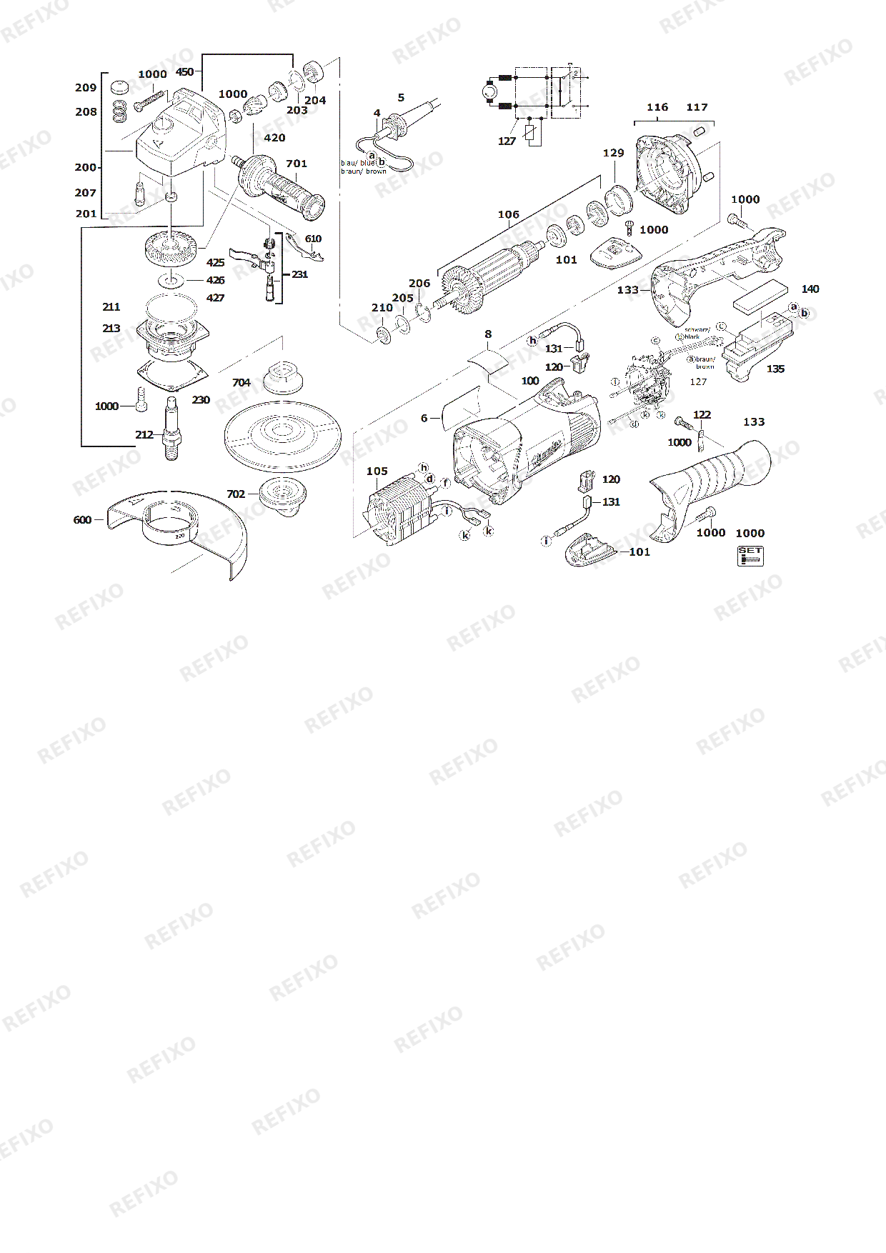 MILWAUKEE AGV17 150XC 4933432250 4000463762 — схема запчастей